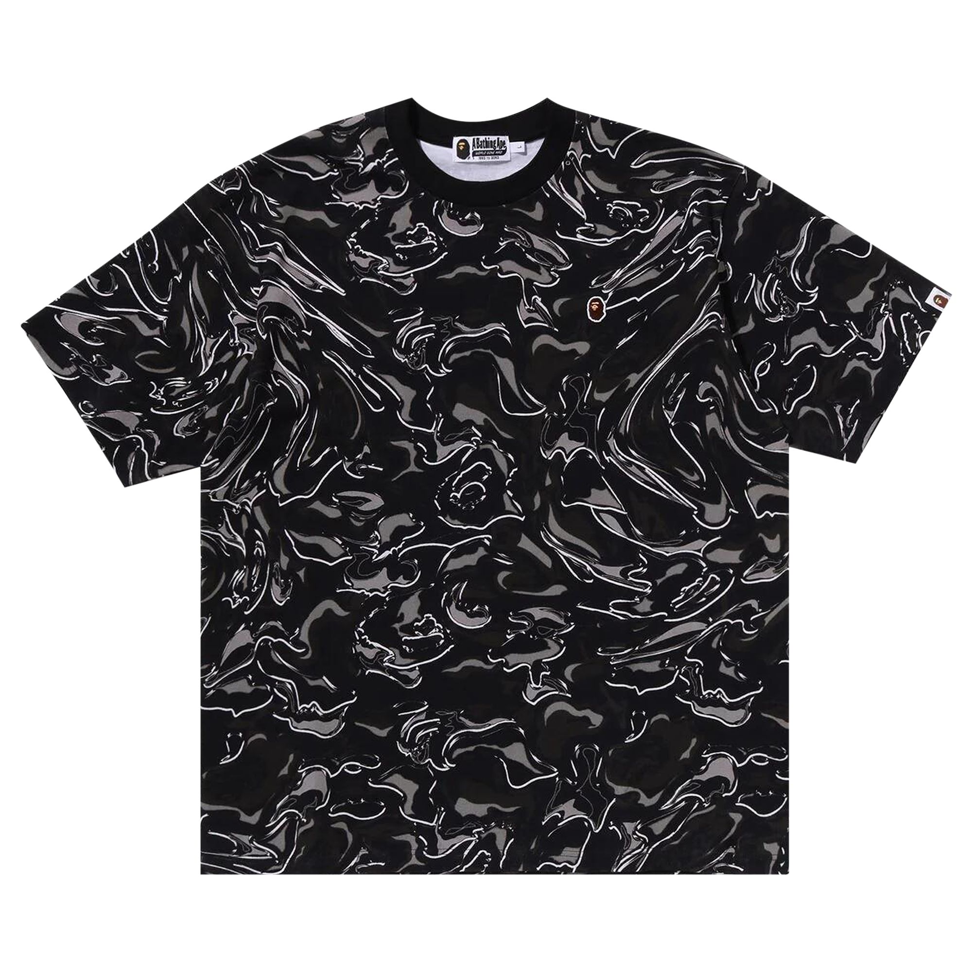 Pre-owned Bape Marbling Camo One Point Relaxed Fit Tee 'black' | Men's Size Xl
