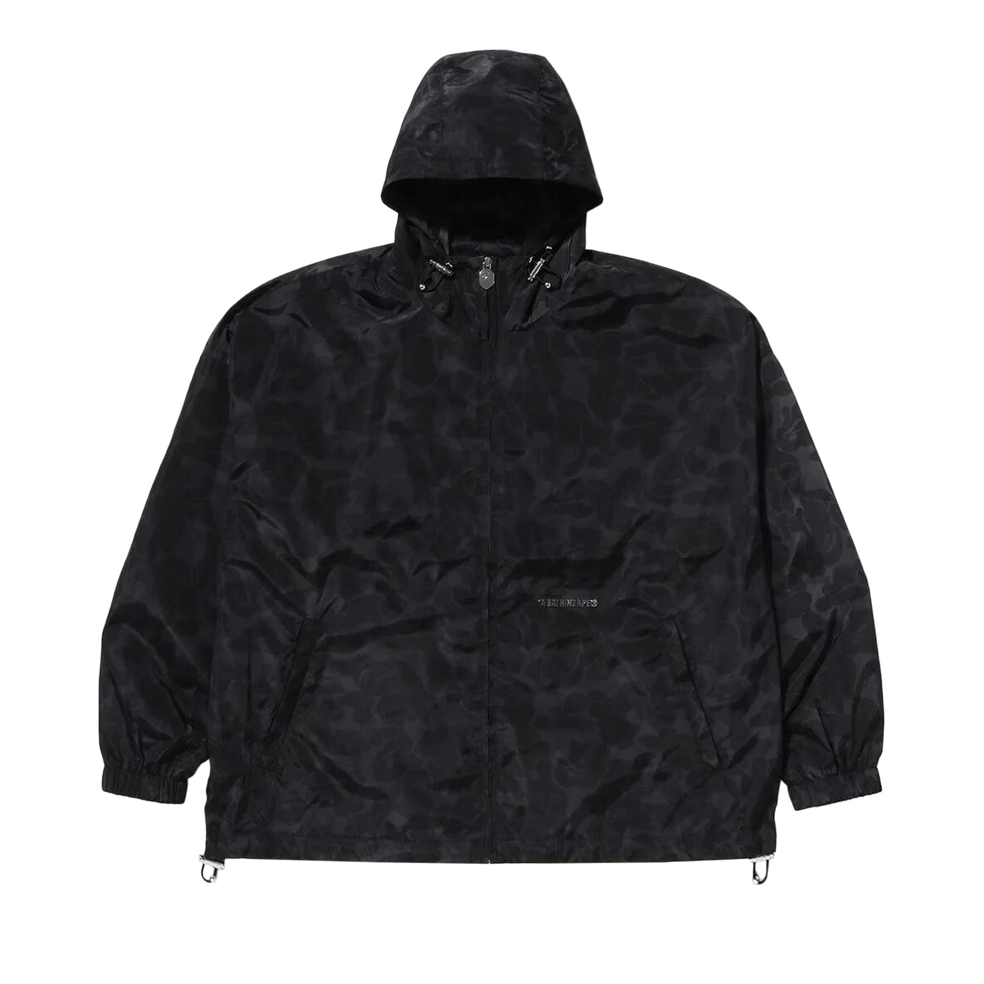 Pre-owned Bape Solid Color Nylon Hooded Jacket 'black'