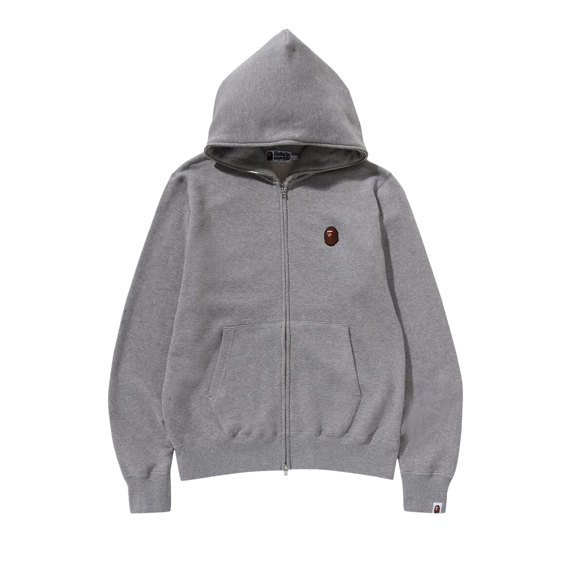 Pre-owned Bape One Point Full Zip Hoodie 'grey' In Gray