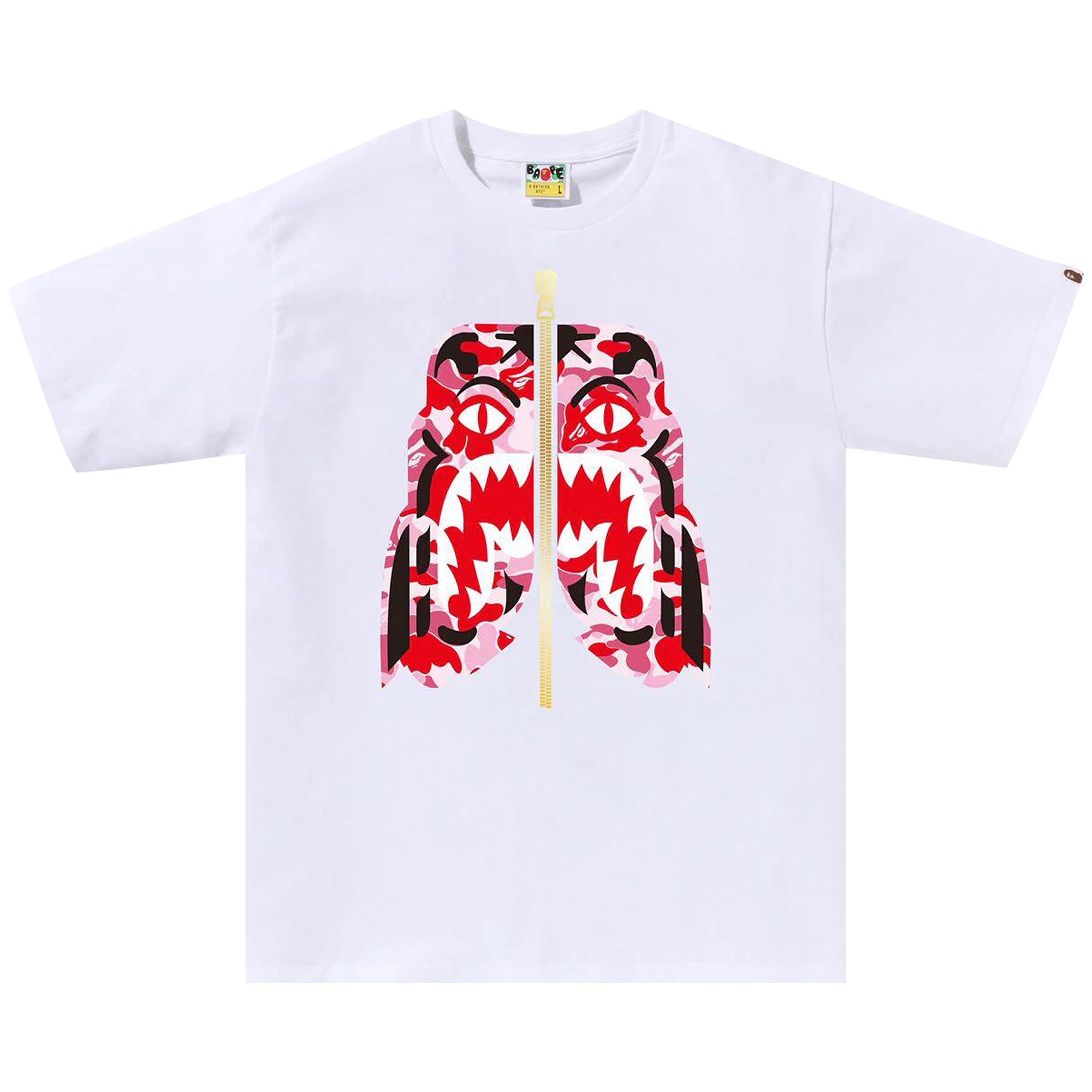 Pre-owned Bape Abc Camo Tiger Tee 'white/pink' | Men's Size Xl
