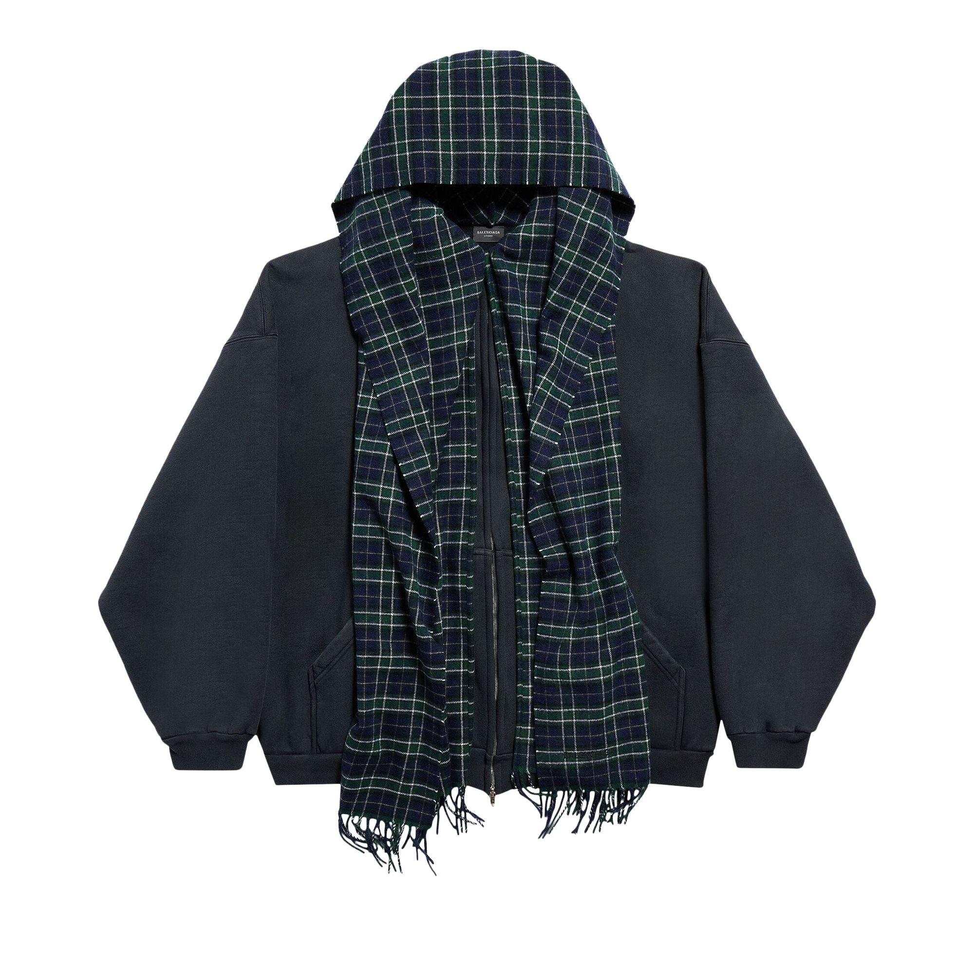 Pre-owned Balenciaga Scarf Zip-up Hoodie 'deep Blue/black' | Men's Size 2