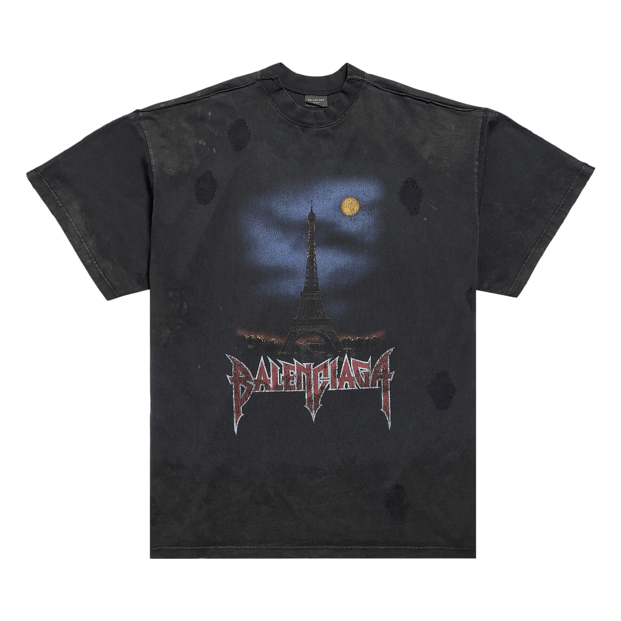 Pre-owned Balenciaga Paris Moon Double Front T-shirt 'wash Black' | Men's Size 2