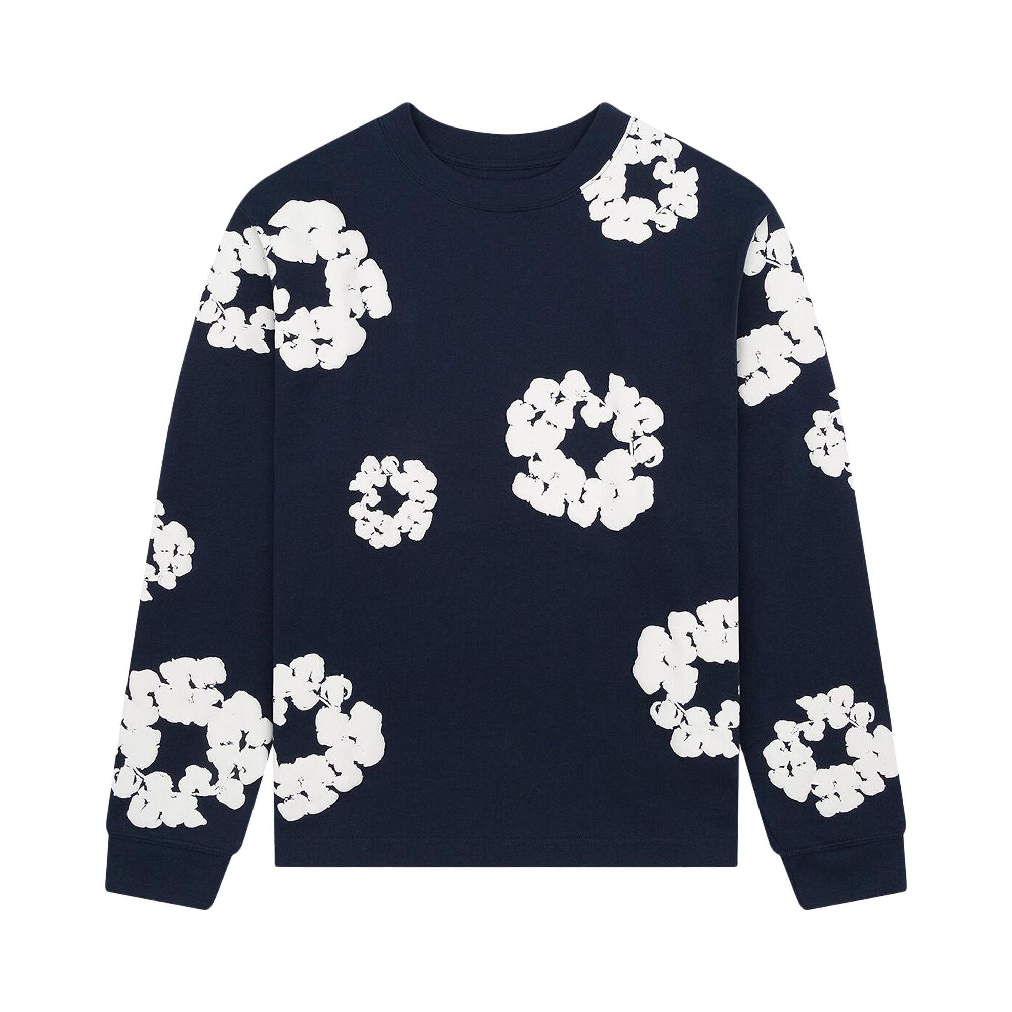 Pre-owned Denim Tears Long-sleeve Wreath Tee 'navy' | Blue | Men's Size Xxl