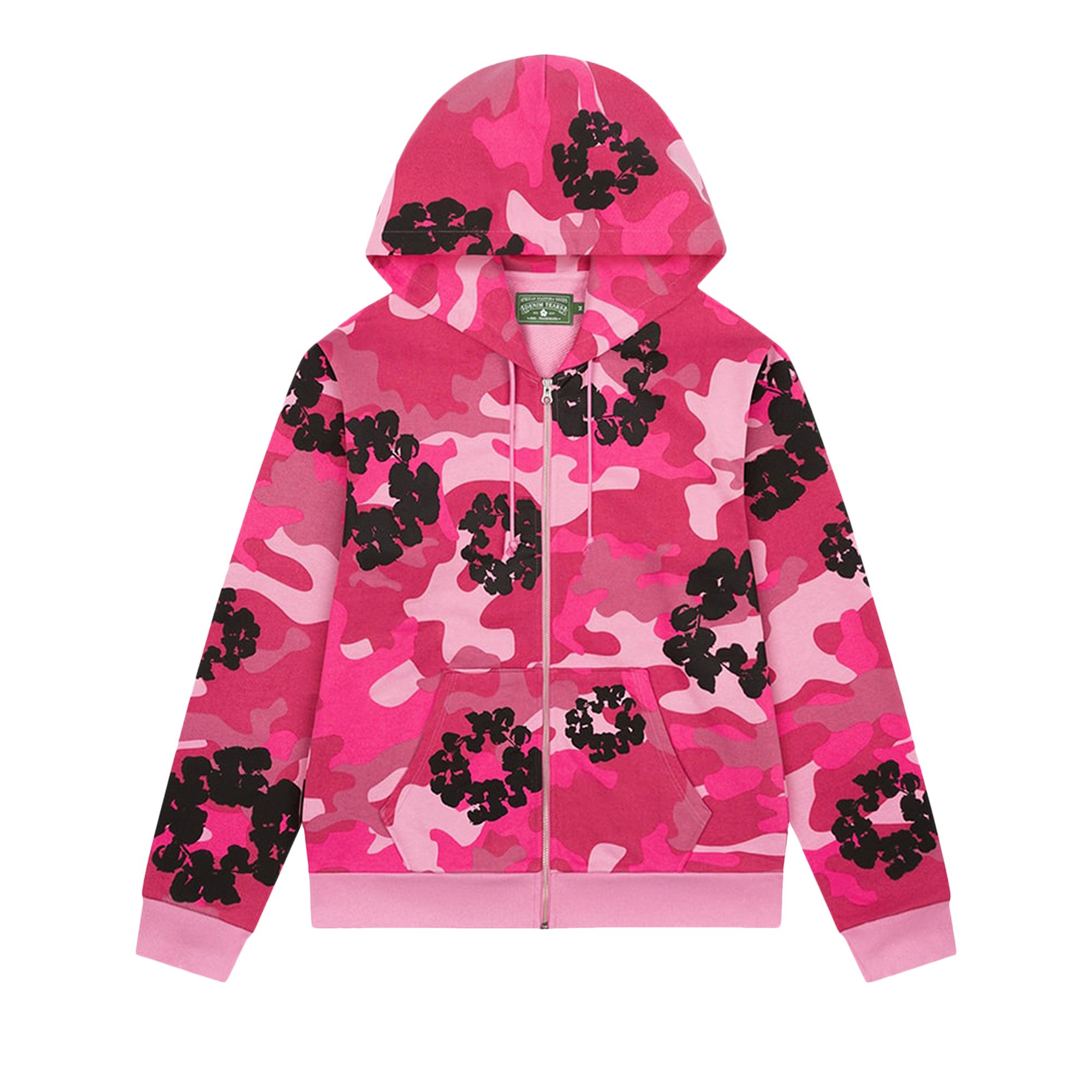 Pre-owned Denim Tears The Wreath Zip Hoodie 'pink Camo' | Men's Size L