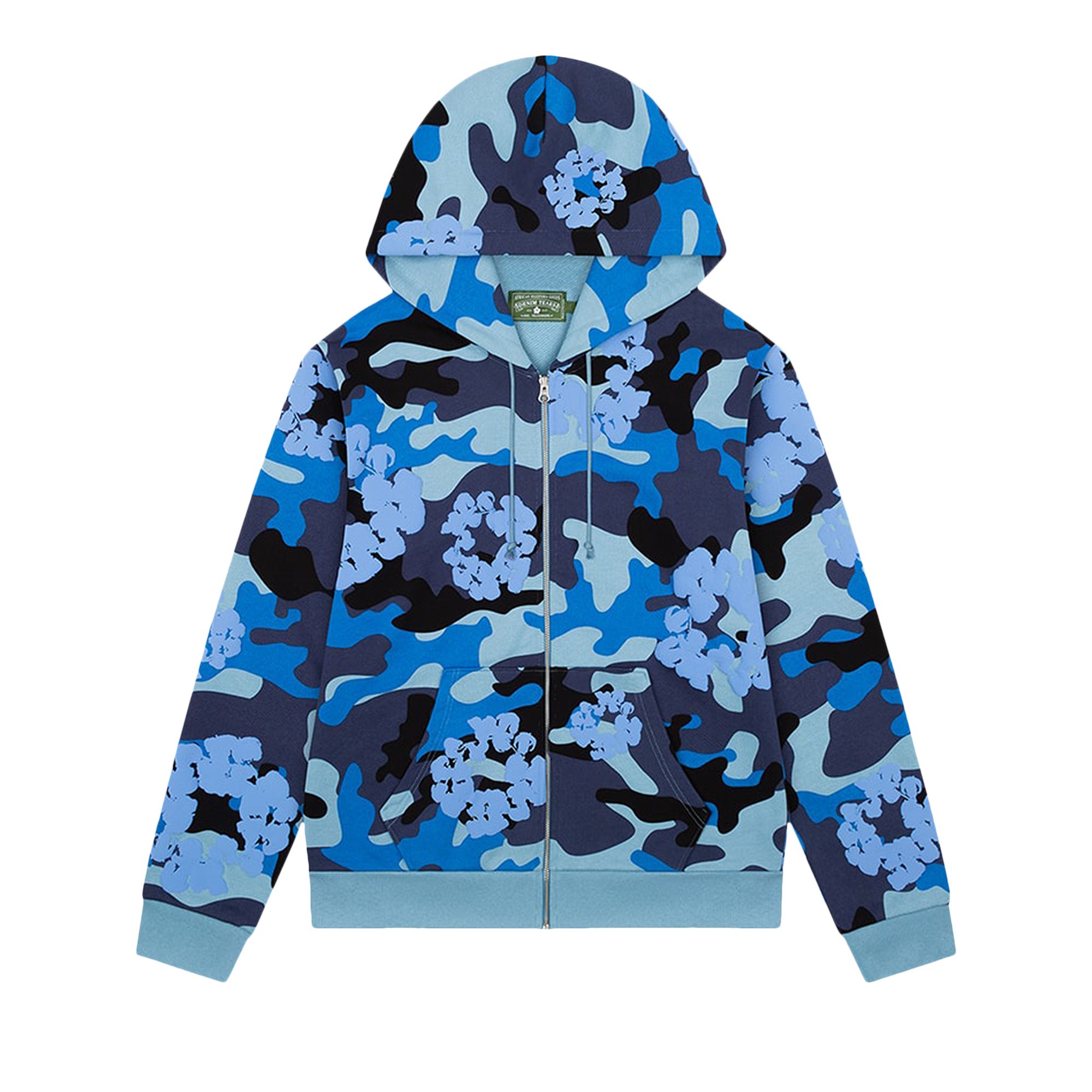 Pre-owned Denim Tears The Wreath Zip Hoodie 'blue Camo' | Men's Size Xl