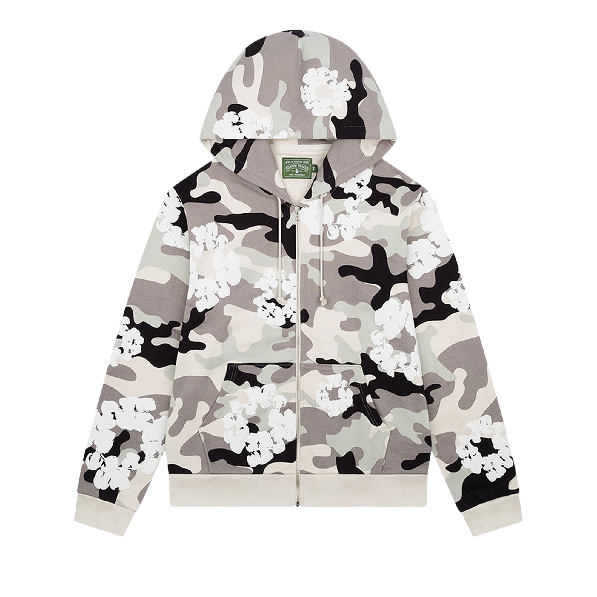 Pre-owned Denim Tears The Wreath Zip Hoodie 'white Camo' | Men's Size L