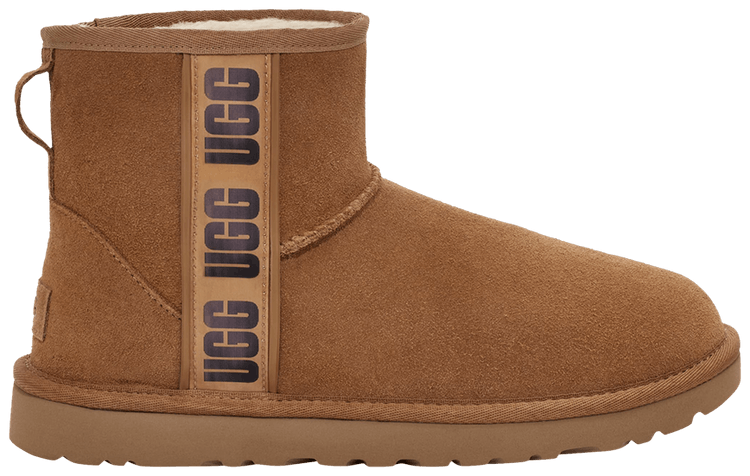 UGG Wmns Classic Mini Side Logo II Suede Chestnut