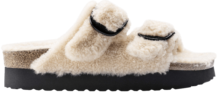 Birkenstock Arizona Big Buckle Shearling Teddy Eggshell
