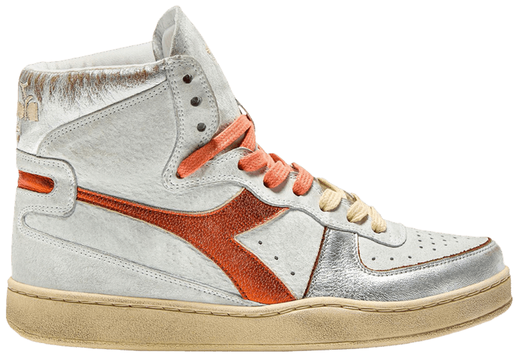 Diadora Wmns Mi Basket Metal   White Orange Nasturtium