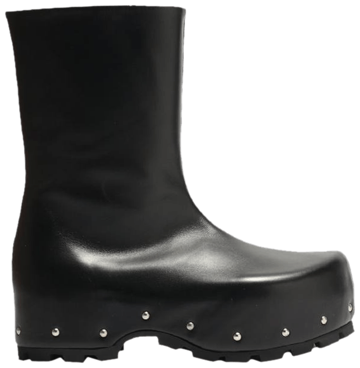 Jil Sander Zip Up Ankle Clog Boot Black Studs