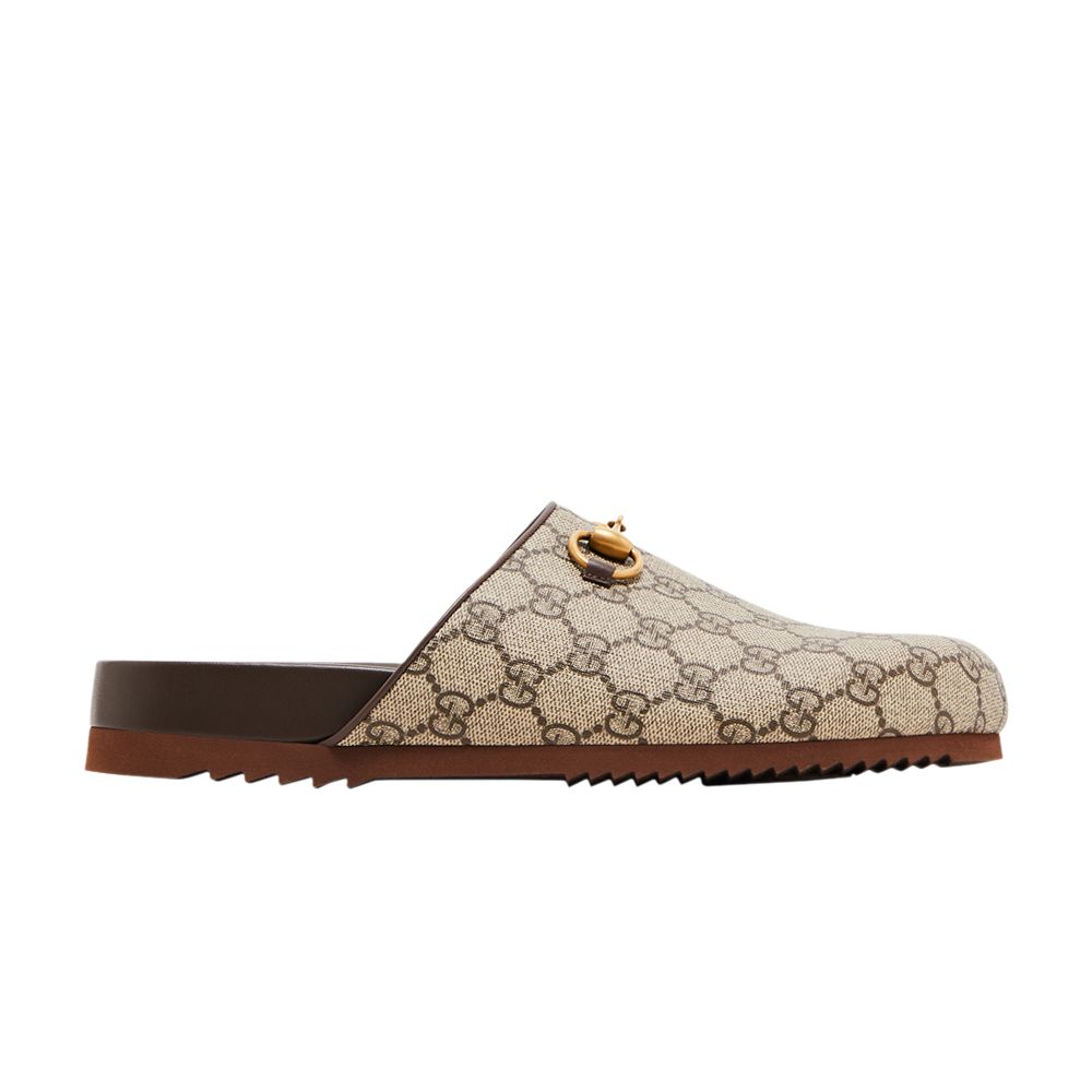 Pre-owned Gucci Wmns Horsebit Slipper 'gg Supreme - Beige' In Brown