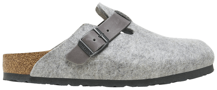 Birkenstock Boston Natural Leather Felt Light Grey