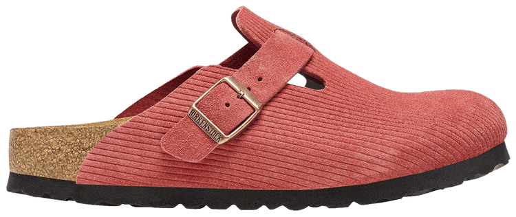 Birkenstock Boston Suede Embossed Corduroy Narrow Sienna Red