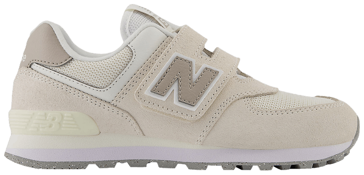 New Balance 574 Hook  Loop Little Kid Wide Beige White
