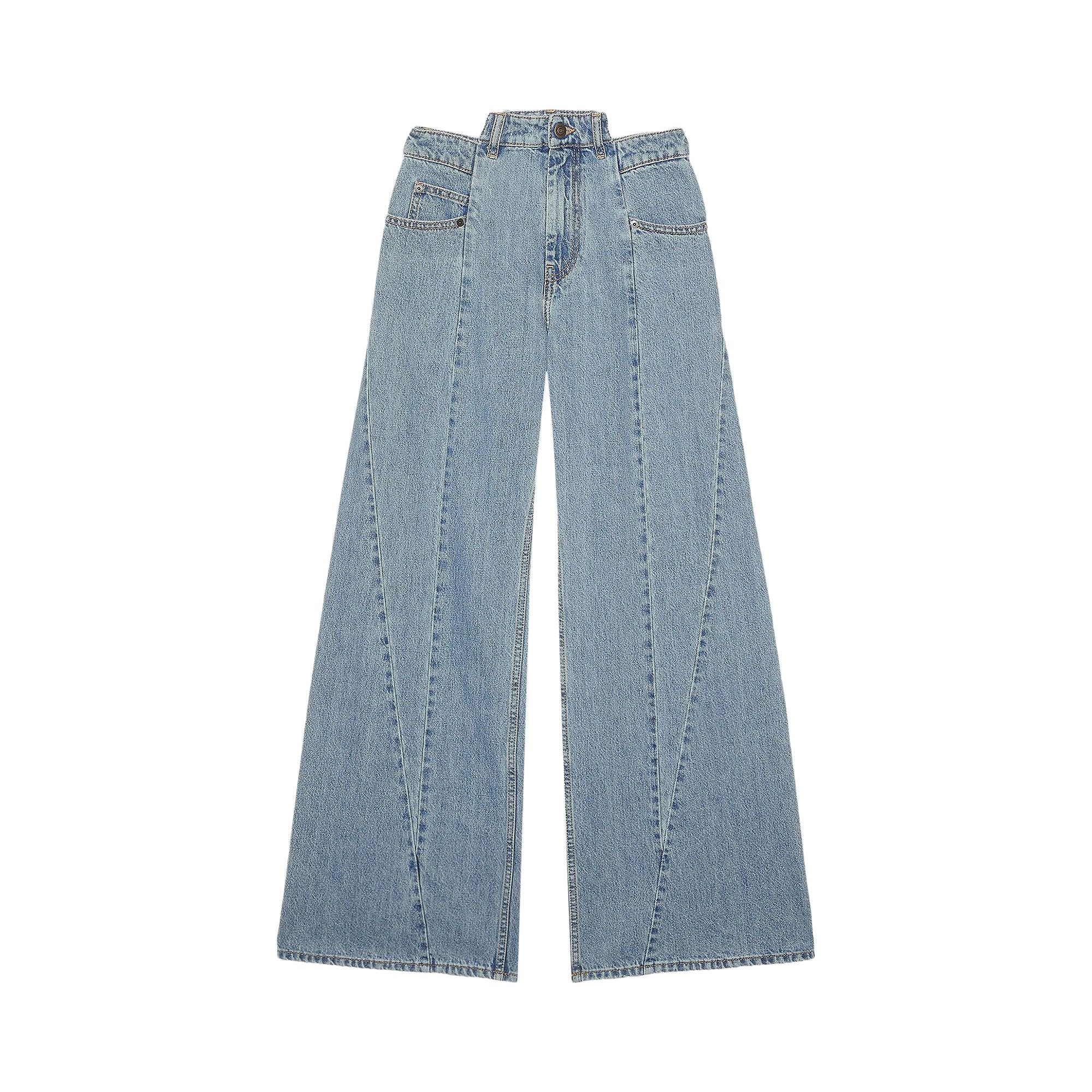 Pre-owned Maison Margiela Decortique Asymmetric Wide-leg Jeans 'blue' | Women's Size 40