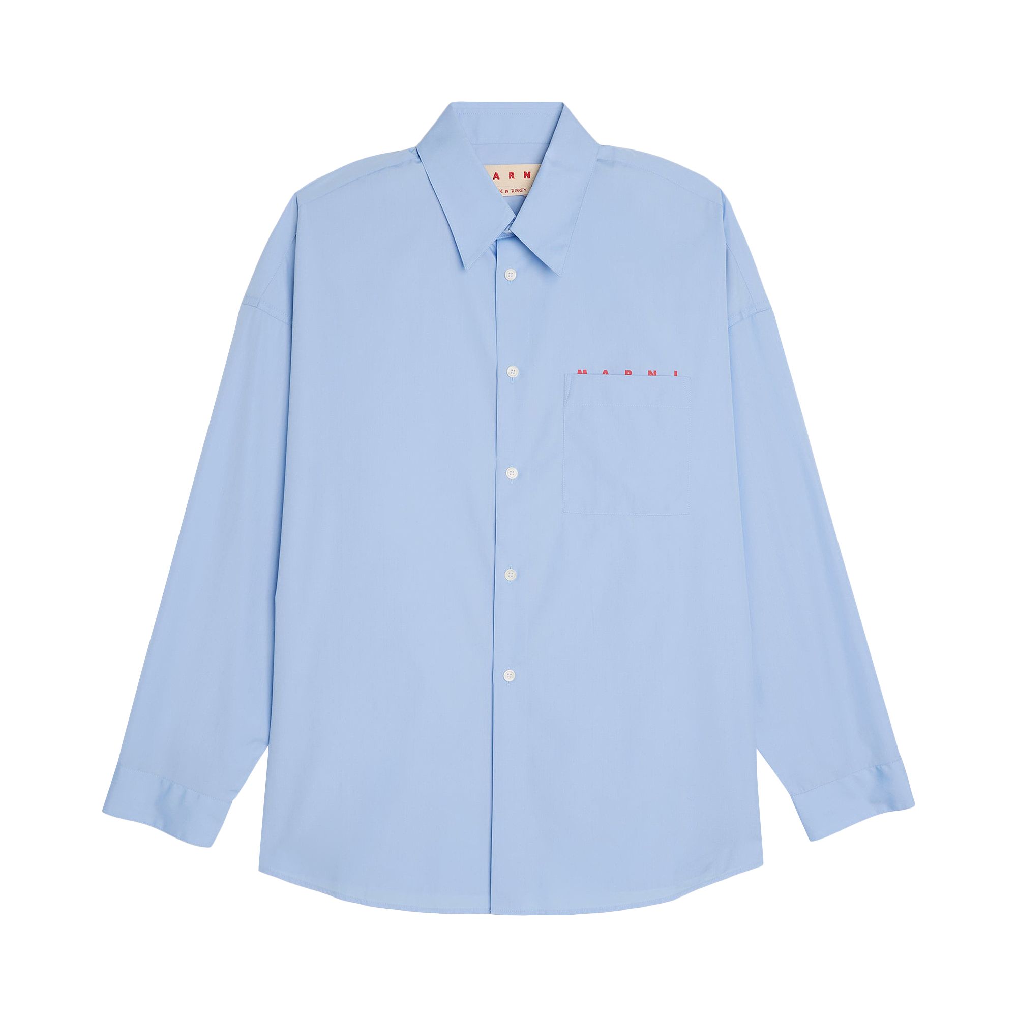 Pre-owned Marni Logo Popeline Shirt 'iris Blue' | Men's Size 48