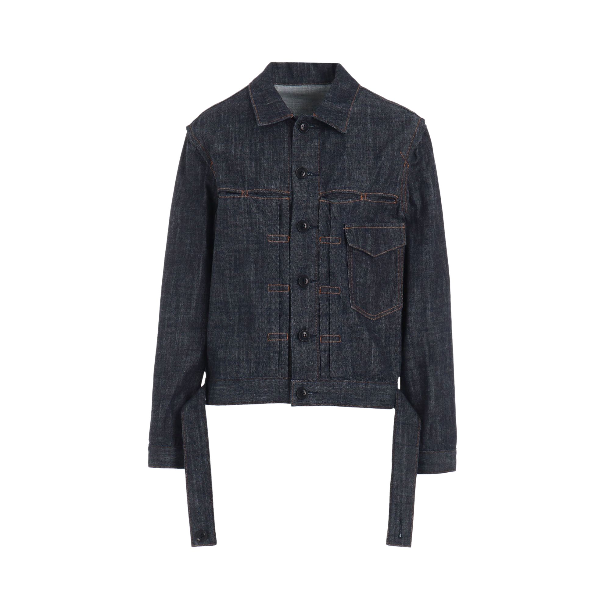 Pre-owned Y's Ko-tucked Denim Jacket 'indigo' | Blue | Women's Size 1