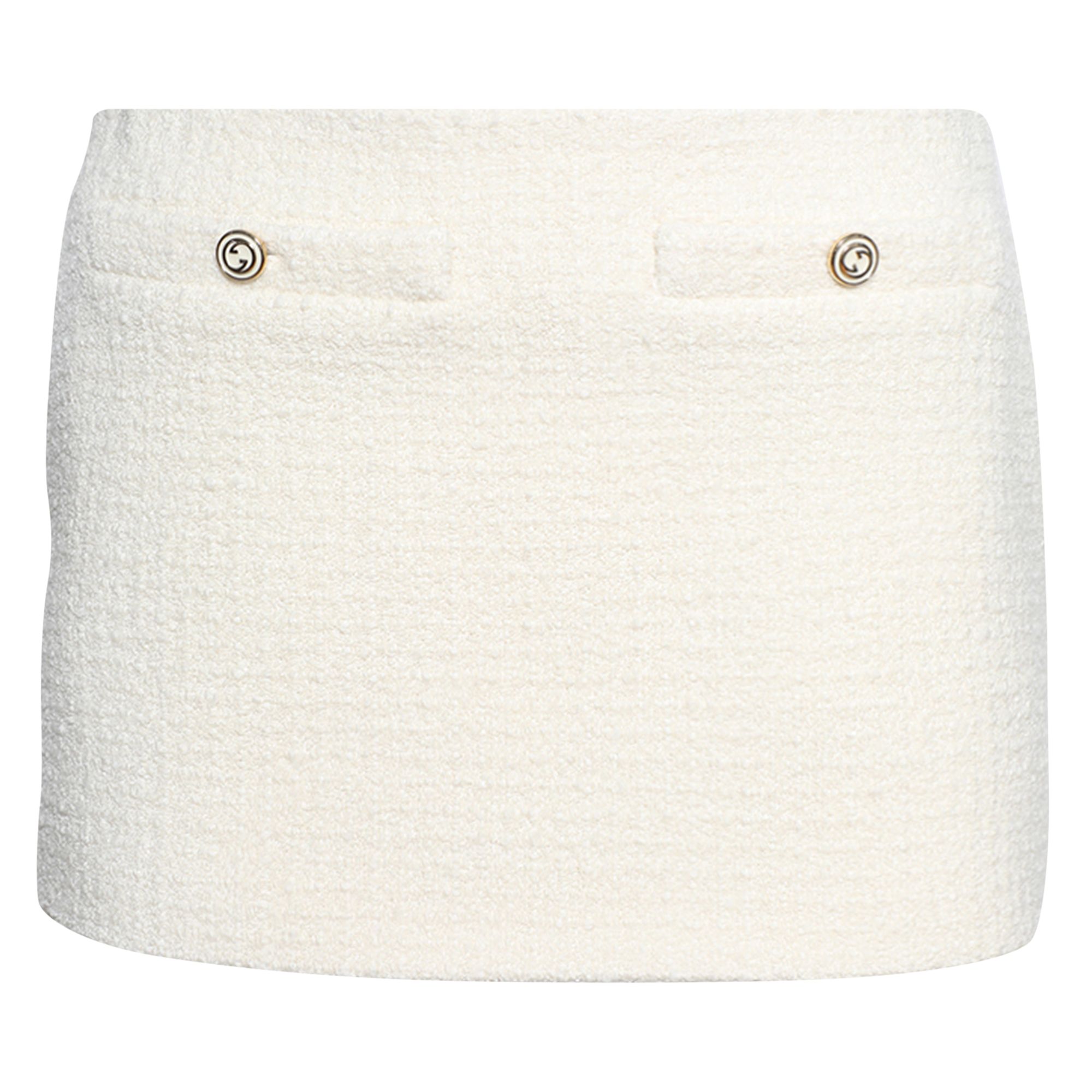 Pre-owned Gucci Damier Boucle Tweed Mini Skirt 'ivory' | White | Women's Size 40