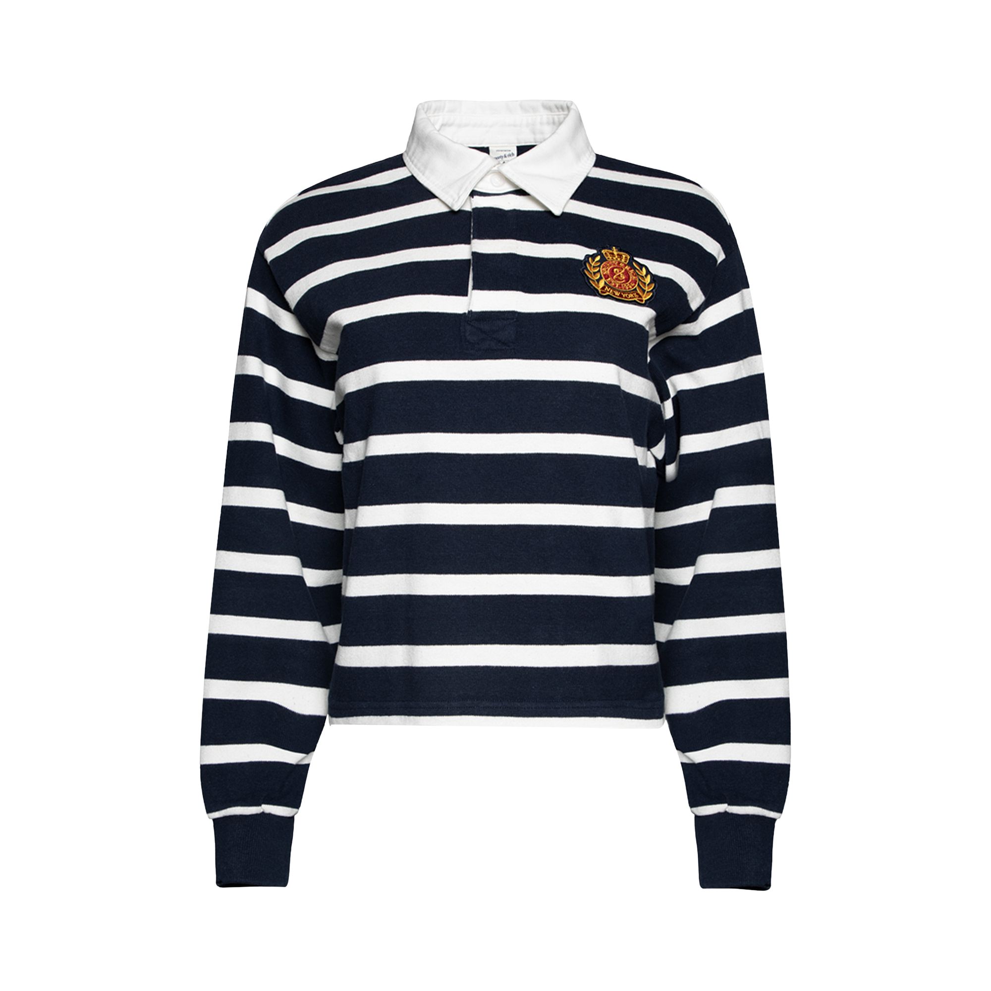 Pre-owned Sporty And Rich Sporty & Rich Ny Crest Rugby Polo 'navy/white' | Women's Size Xs