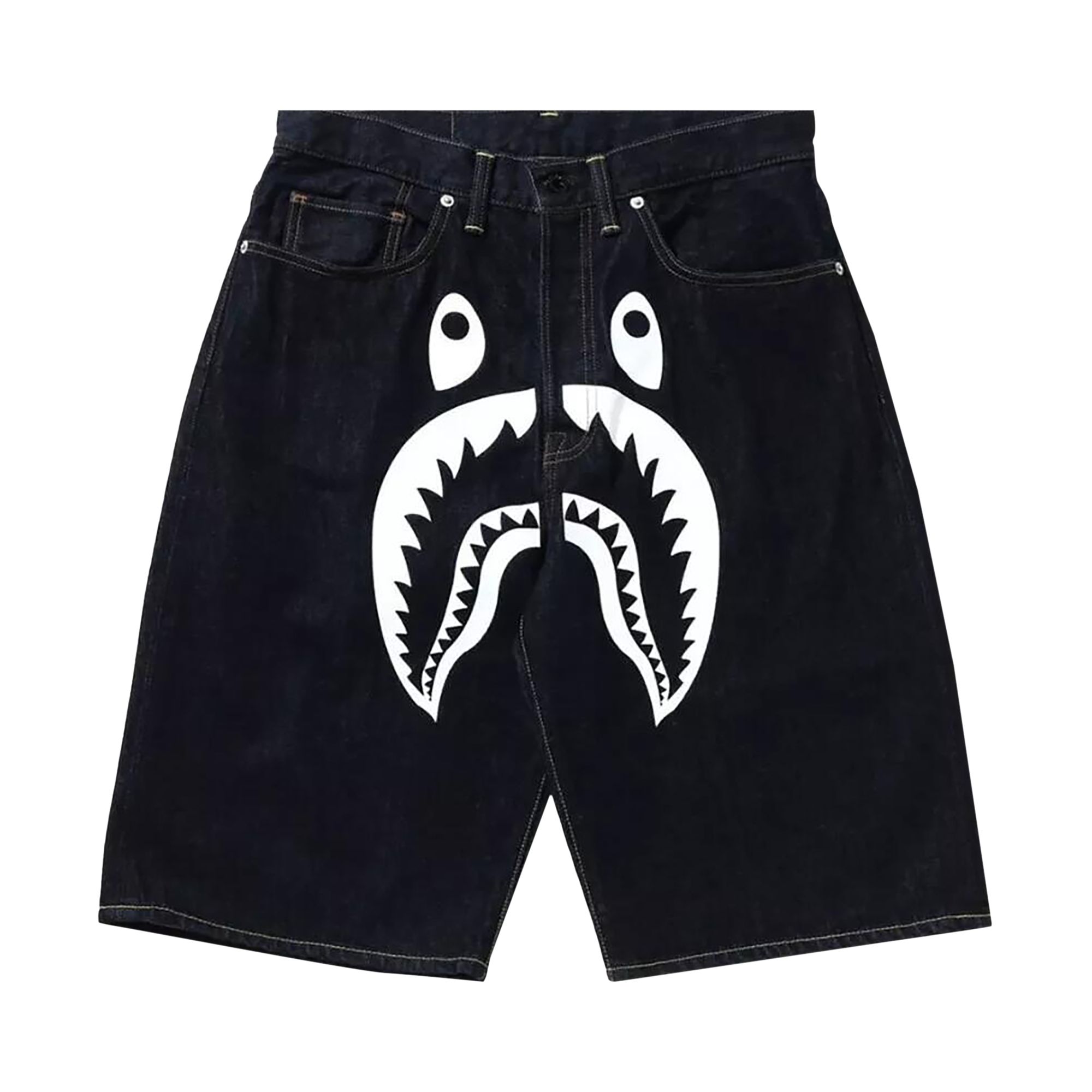 Pre-owned Bape Shark Denim Shorts 'navy/white' | Blue | Men's Size Xxl