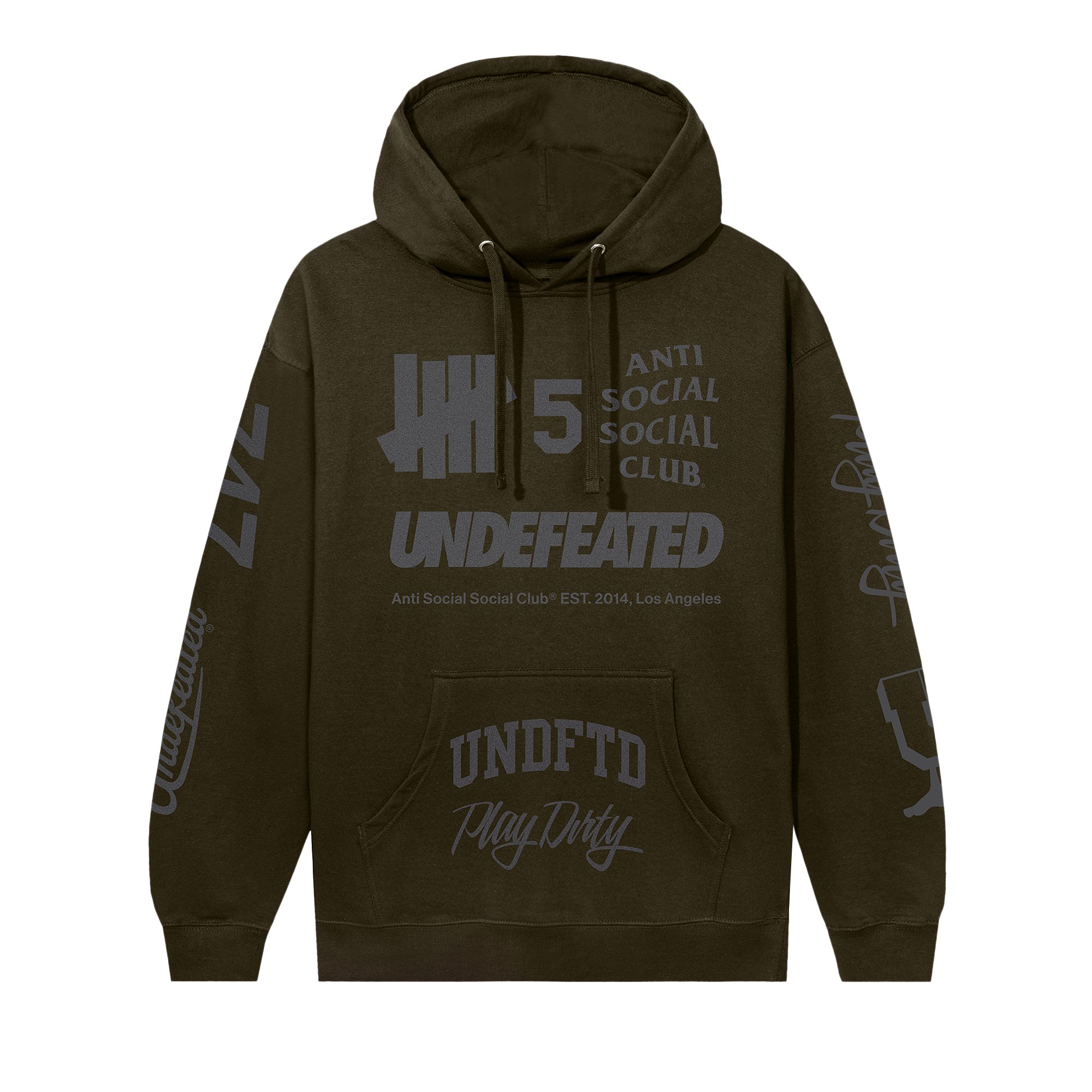 Pre-owned Anti Social Social Club X Undefeated Schizophrenia Hoodie 'army' | Brown | Men's Size M
