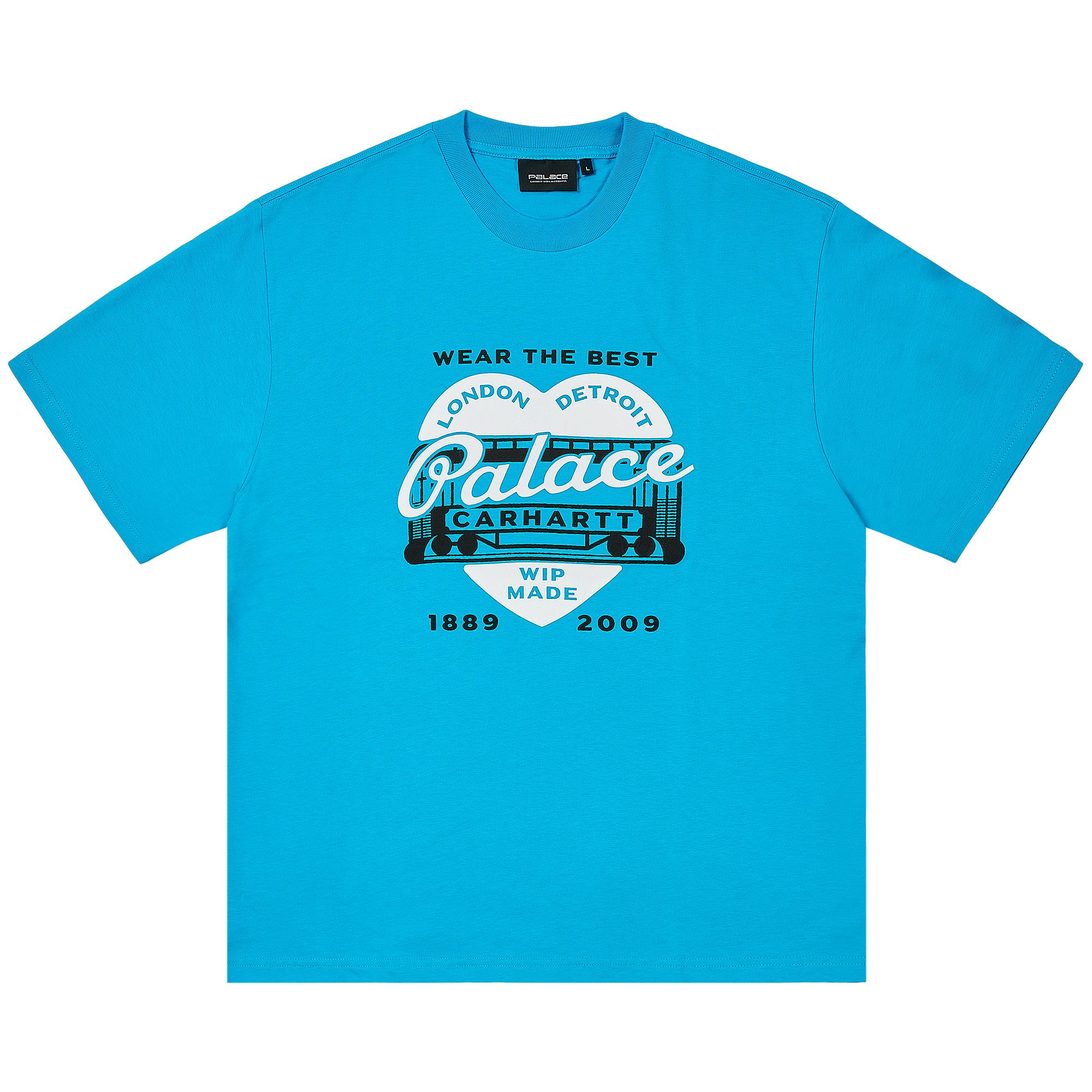 Pre-owned Palace X Carhartt Wip Heart T-shirt 'safety Blue' | Men's Size Xl