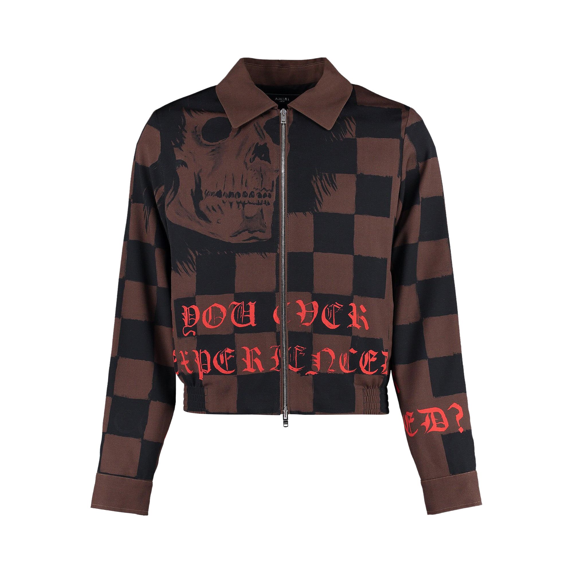 Pre-owned Amiri X Wes Lang Skull Zip Shirt 'brown' | Men's Size Xl