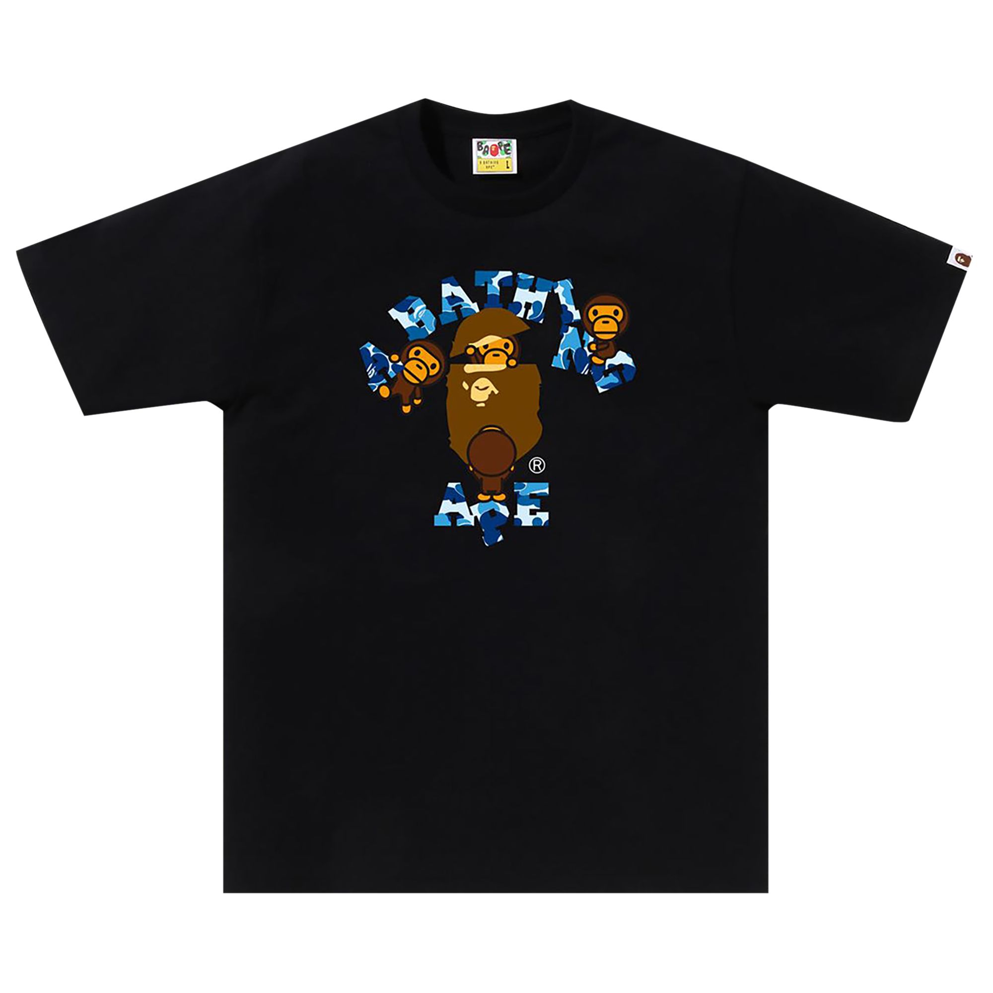 Pre-owned Bape Abc Camo College Milo Tee 'black/blue' | Men's Size Xl