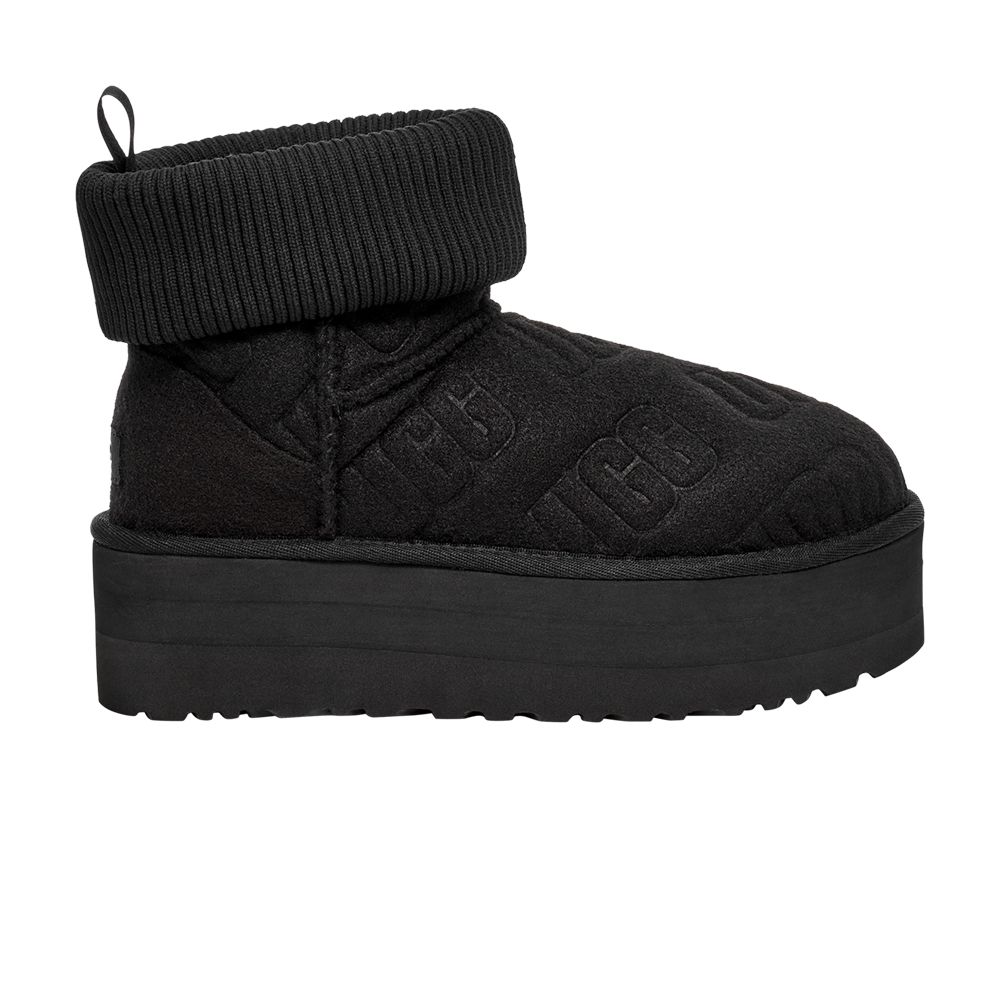 Pre-owned Ugg Wmns Classic Mini Platform Felted Boot 'black' | Women's Size 6