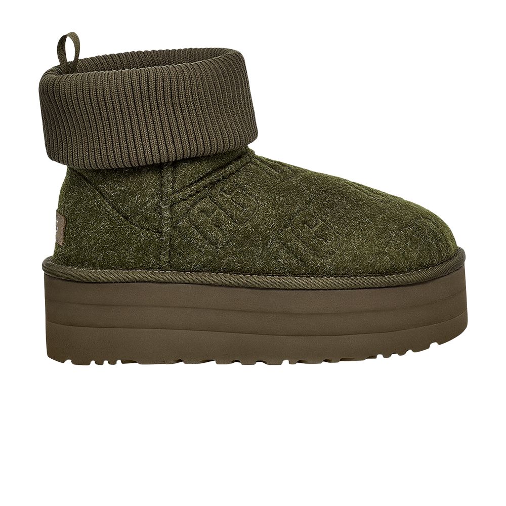 Pre-owned Ugg Wmns Classic Mini Platform Felted Boot 'forest Night' | Green | Women's Size 6