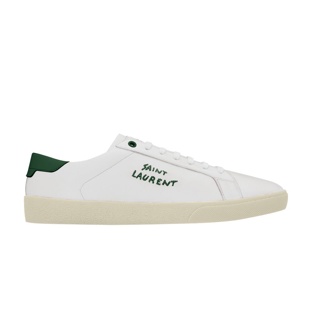 Pre-owned Saint Laurent Sl-06 Court Leather 'white Dark Basil' | Men's Size 43