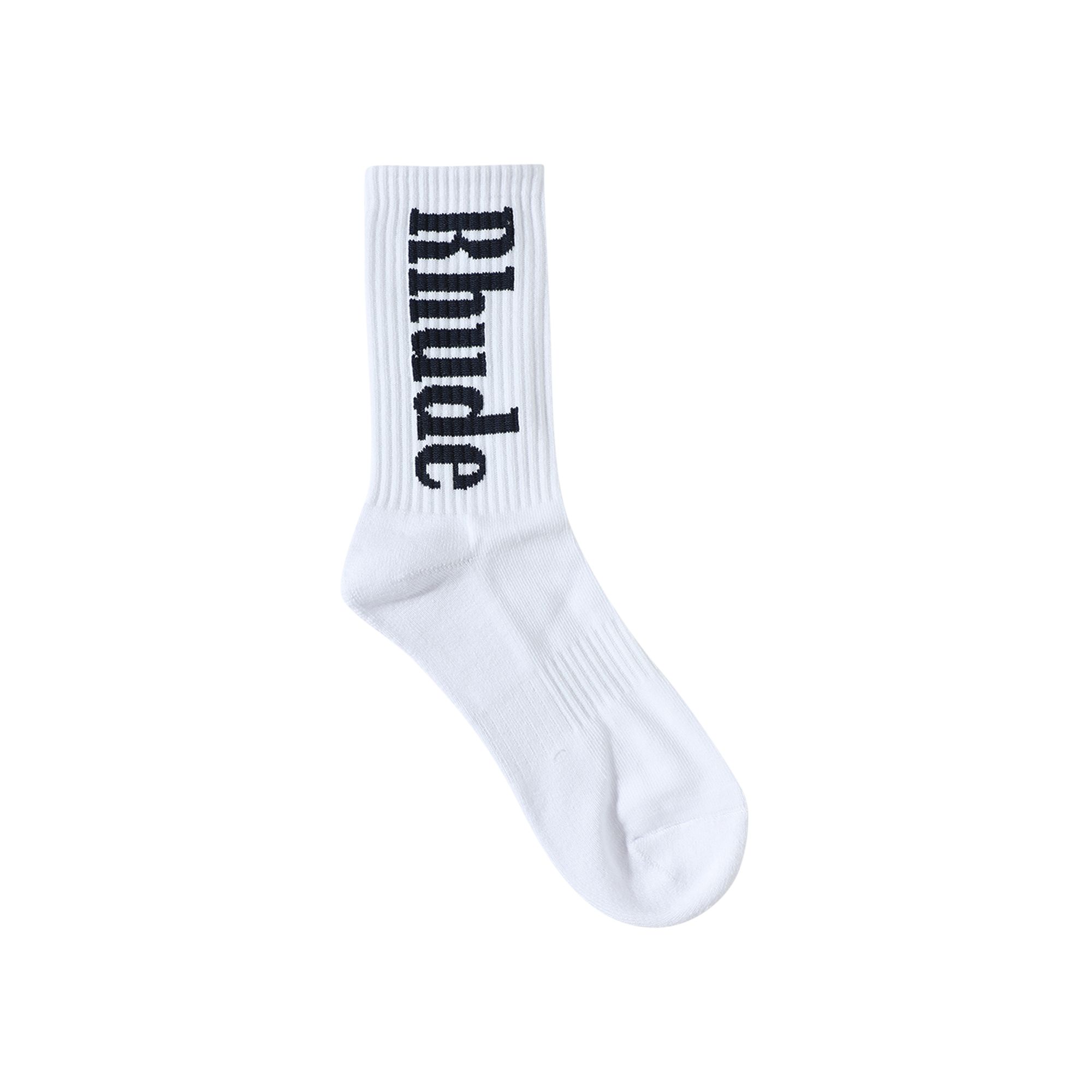 Pre-owned Rhude Vertical Logo Sock 'white/navy'