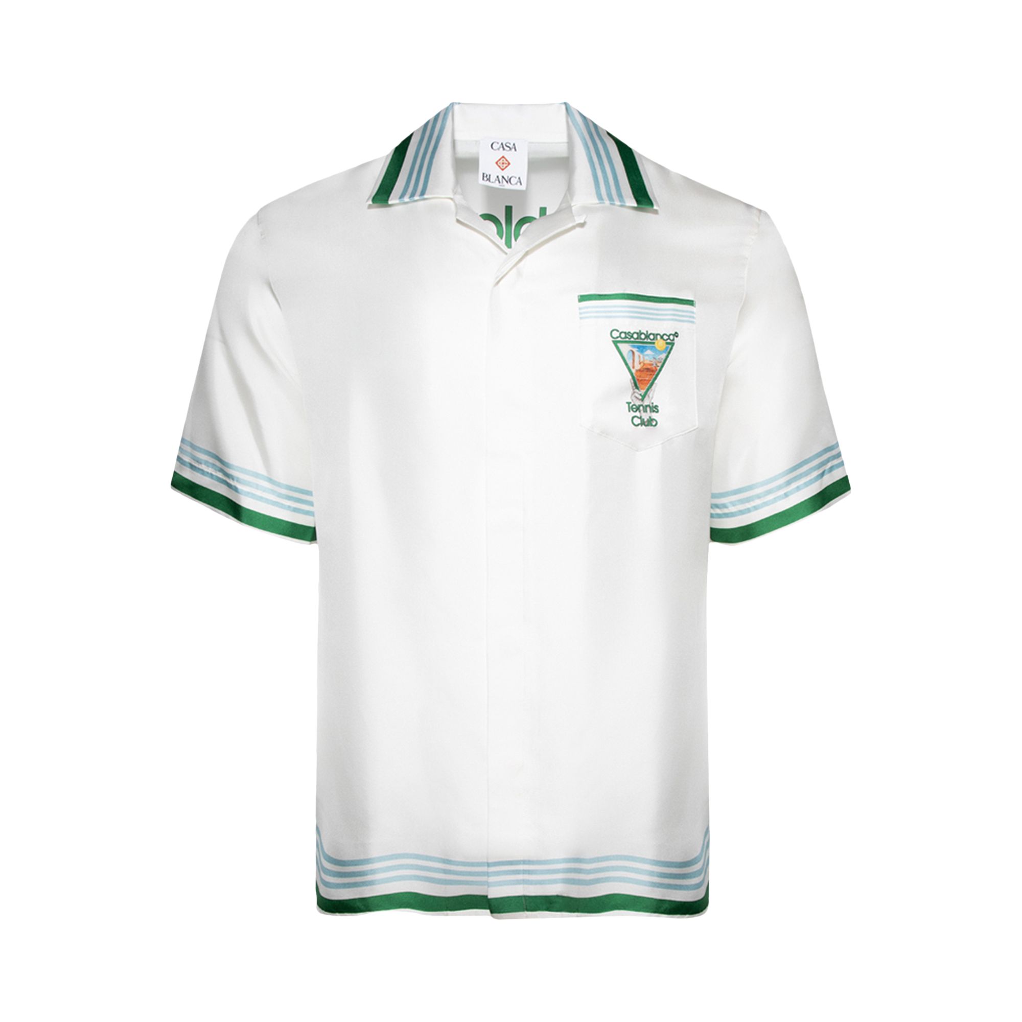 Pre-owned Casablanca Metaphysical Tennis Icon Silk Shirt 'white' | Men's Size L