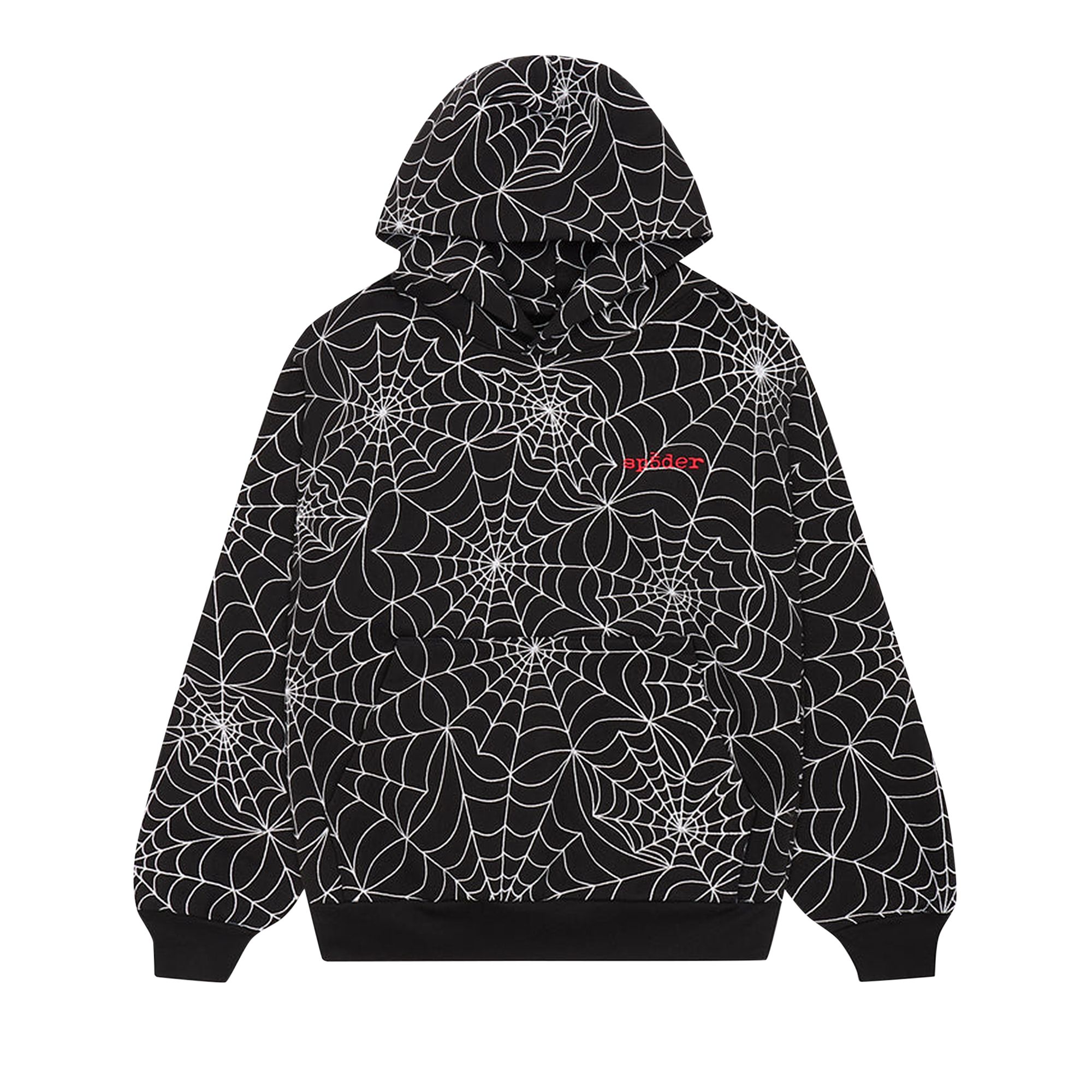 Pre-owned Sp5der Embroidered Aop Hoodie 'black' | Men's Size M