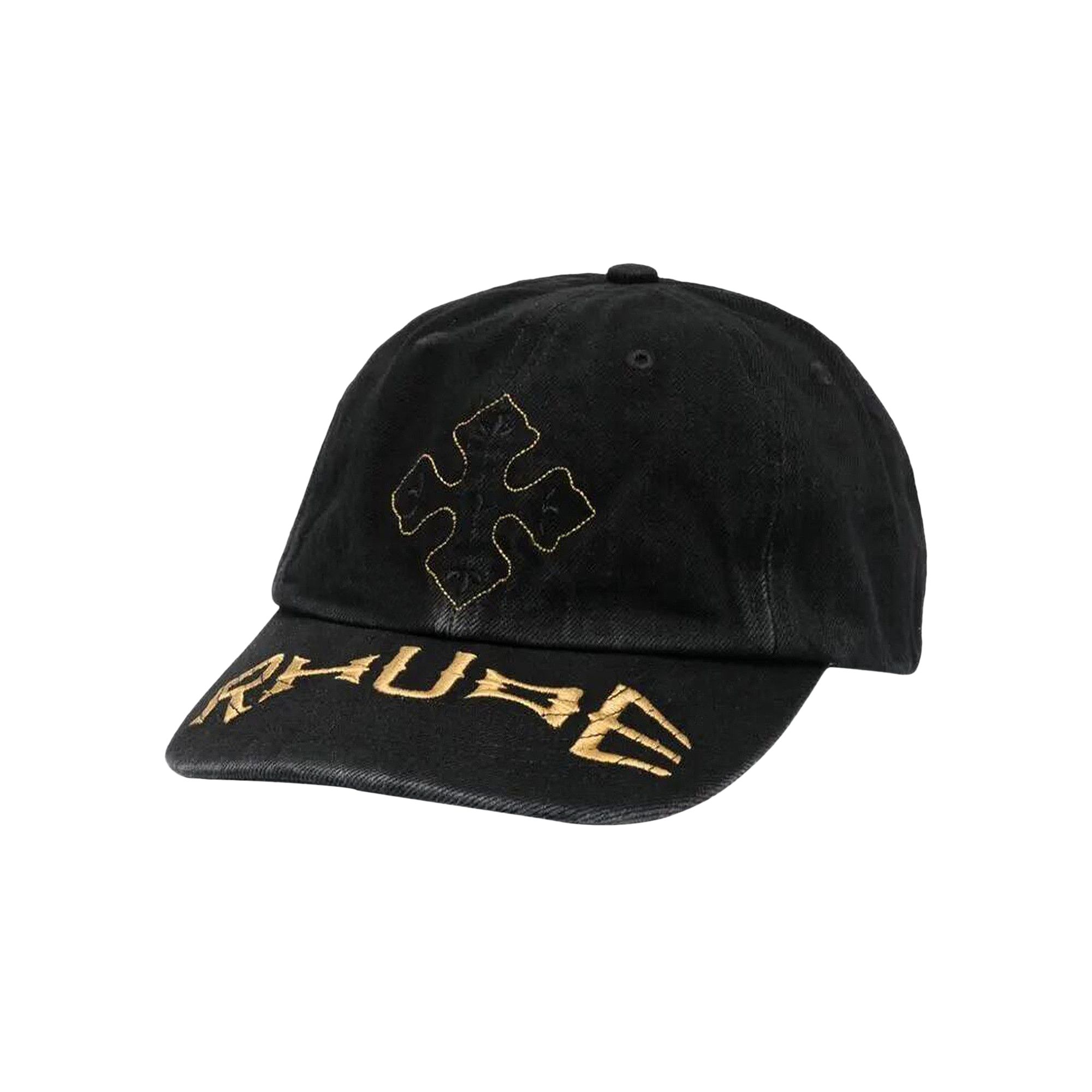 Pre-owned Rhude Cross Denim 6-panel Hat 'black' | Men's Size Onesize