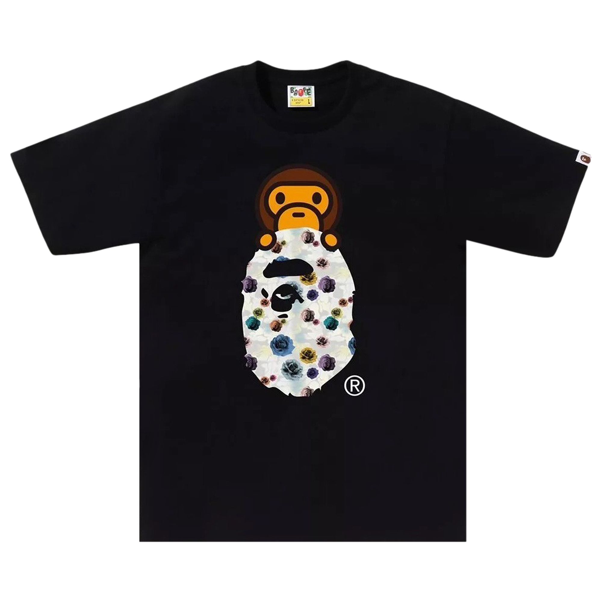 Pre-owned Bape Floral Camo Milo On Ape Head Tee 'black' | Men's Size M