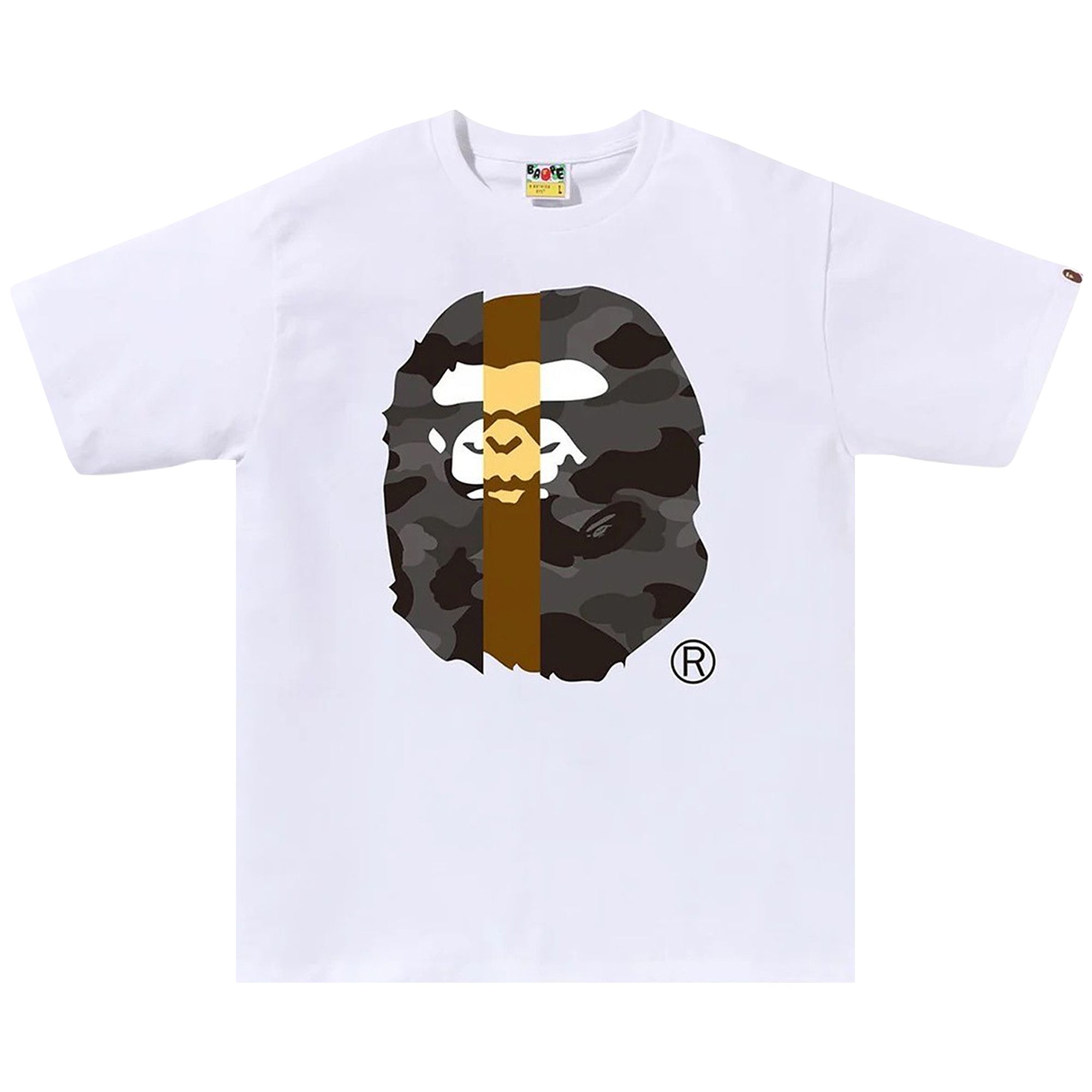 Pre-owned Bape Color Camo Transform Big Ape Head Tee 'white/black'