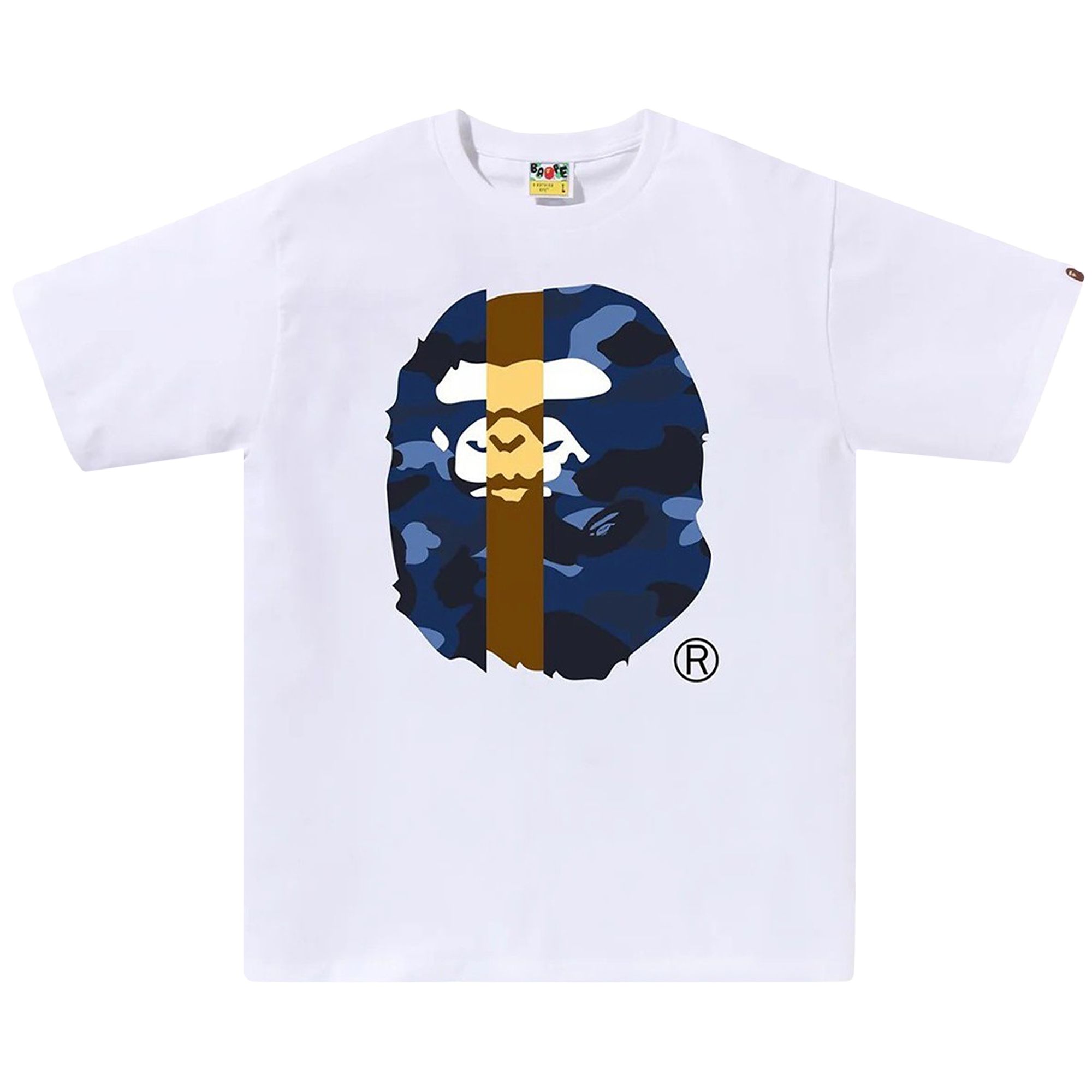 Pre-owned Bape Color Camo Transform Big Ape Head Tee 'white/navy'