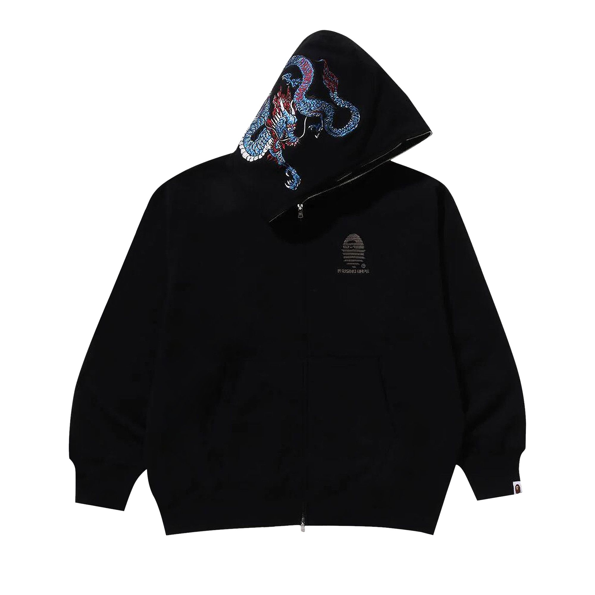 Pre-owned Bape Tiger And Dragon Relaxed Fit Full Zip Hoodie 'black' | Men's Size L