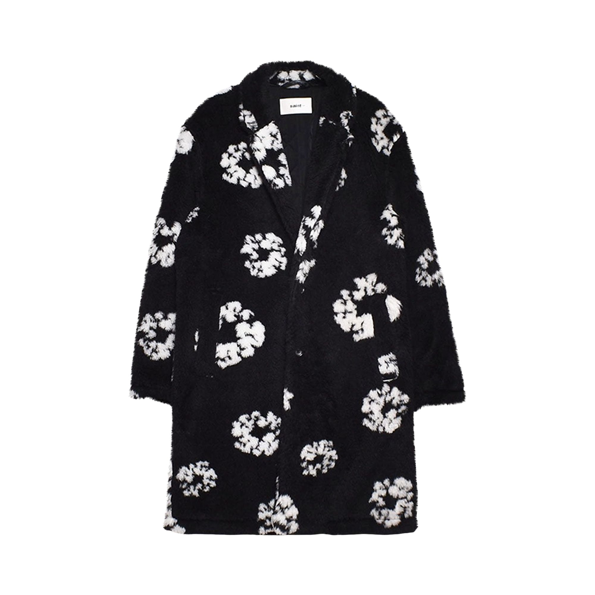 Pre-owned Saint Mxxxxxx X Denim Tears Wreath Fur Coat 'black' | Men's Size L