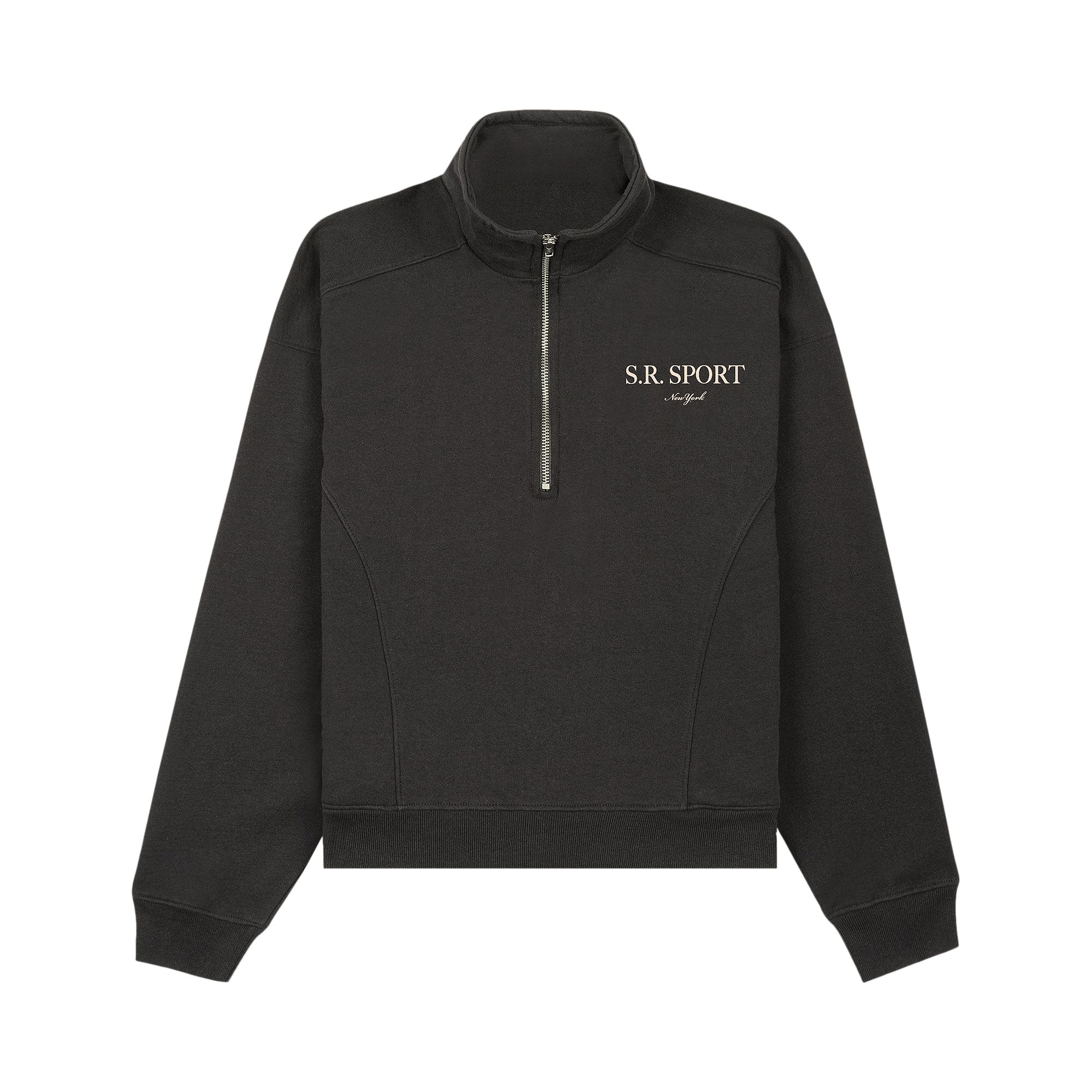 Pre-owned Sporty And Rich Sporty & Rich S.r. Sport Quarter Zip 'faded Black' | Women's Size Xl