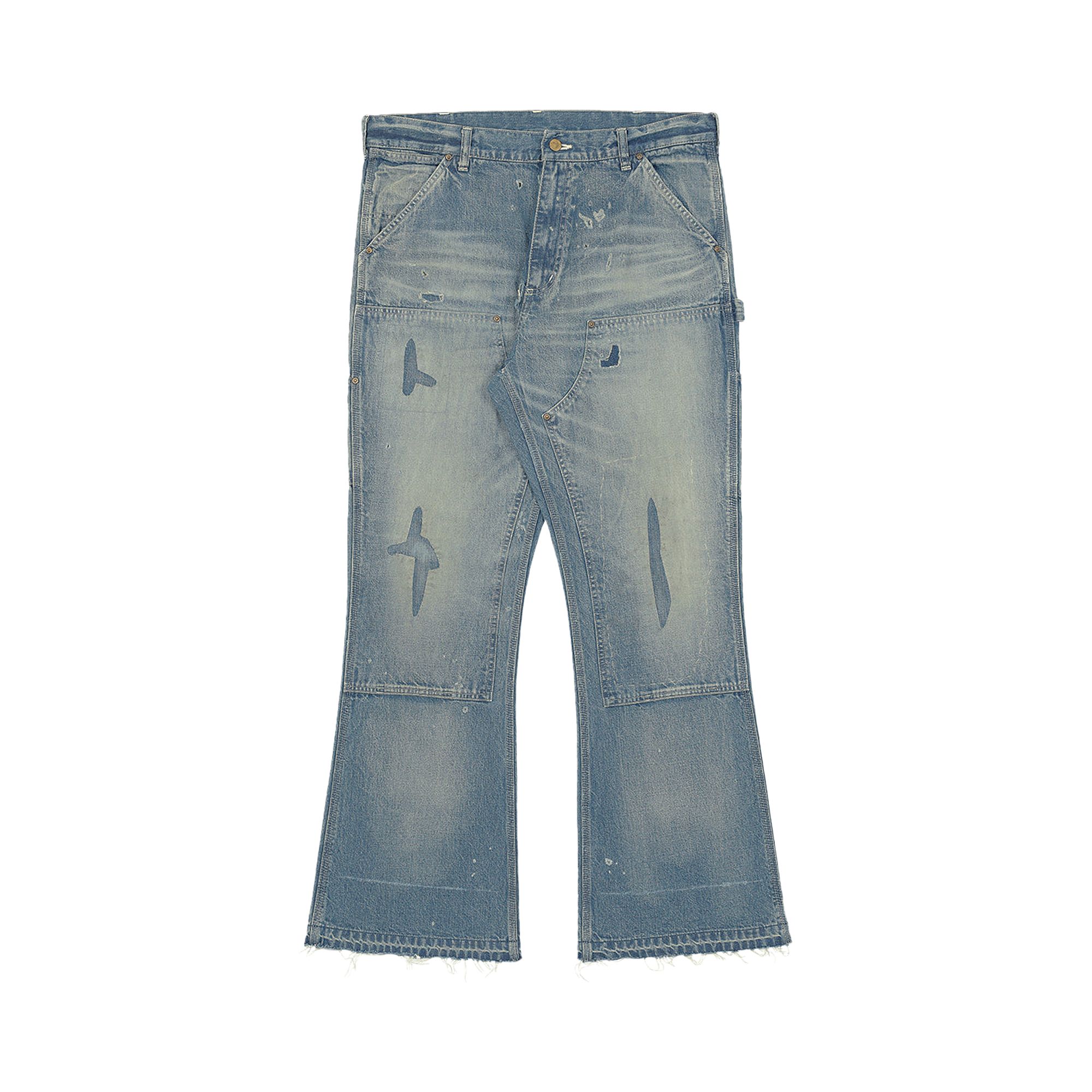 Pre-owned Saint Mxxxxxx Double Knee Denim 'blue' | Men's Size L