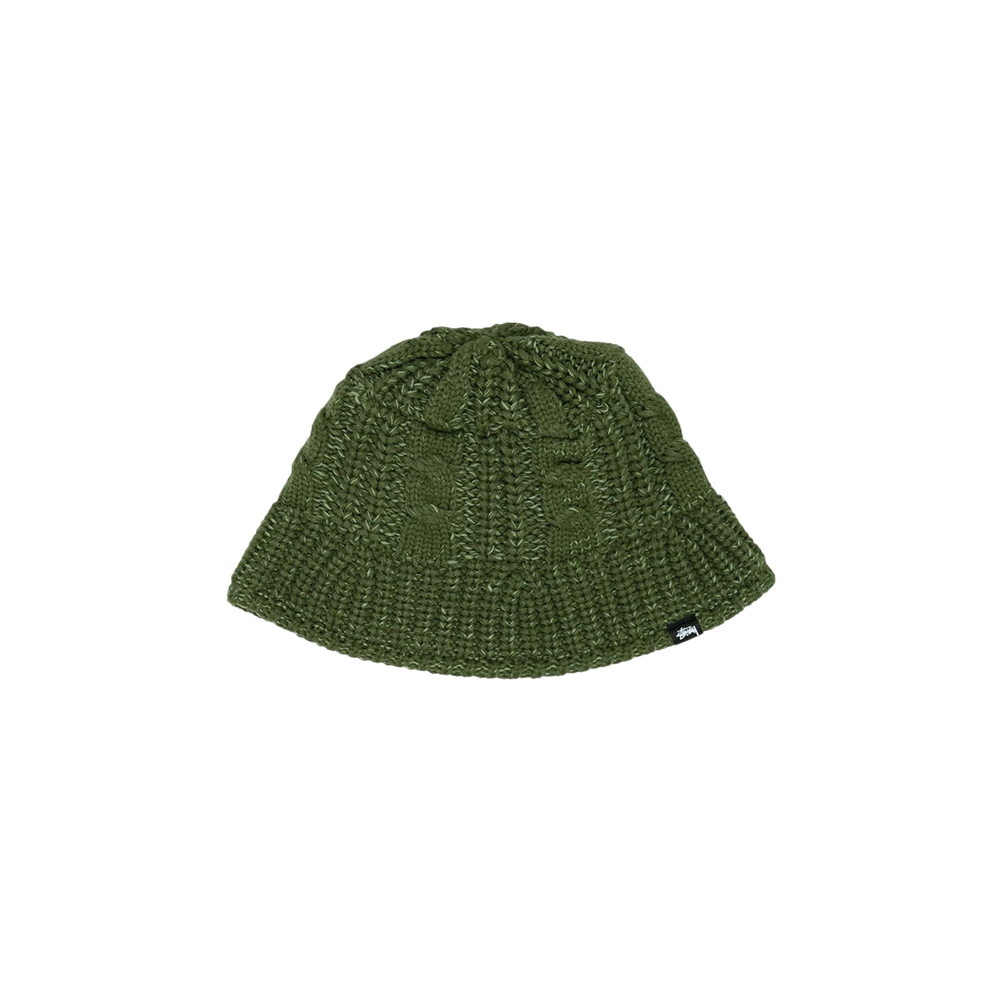 Pre-owned Stussy Cable Knit Bucket Hat 'olive' | Green | Men's Size S/m