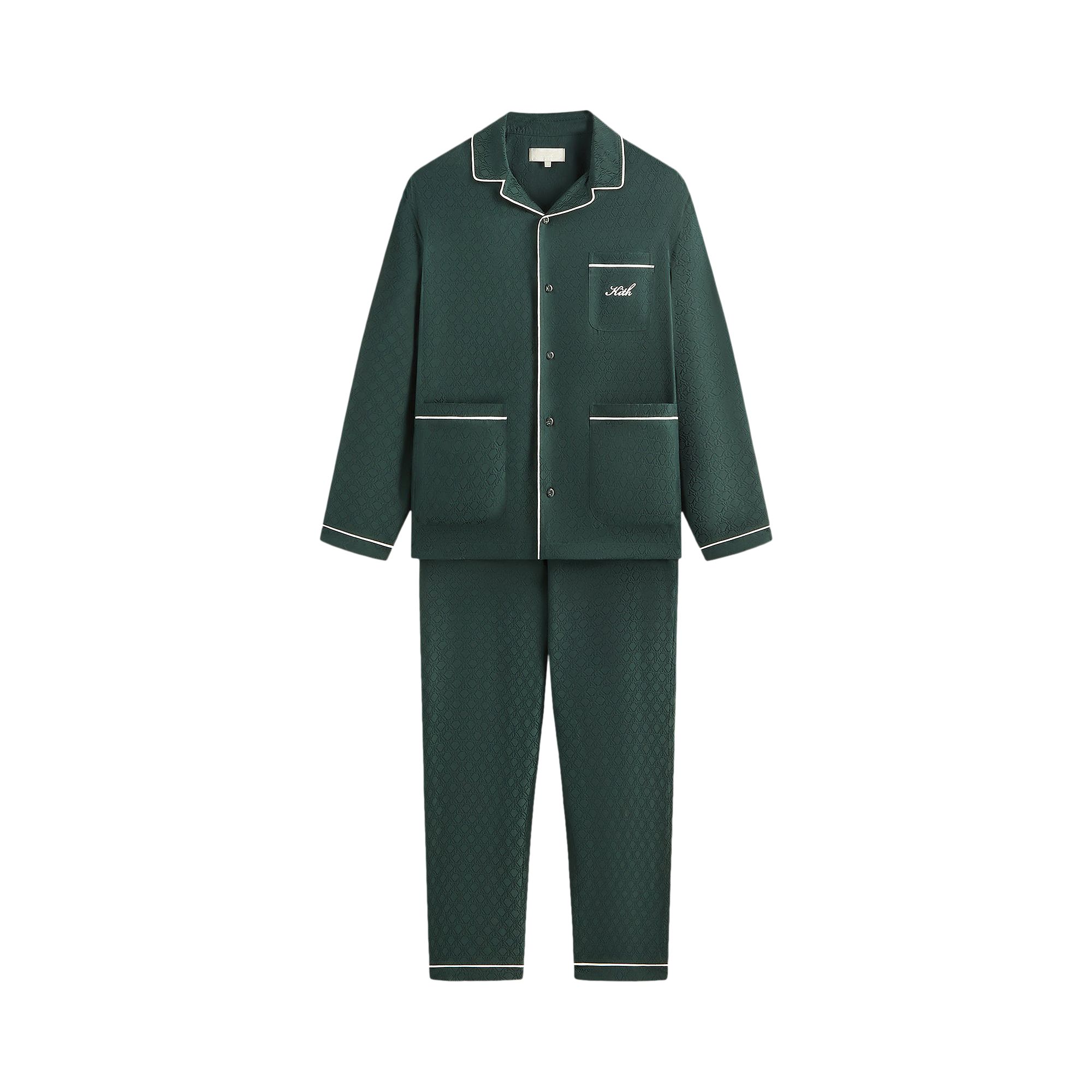 Pre-owned Kith Crest Monogram Pajama Set 'stadium' | Green | Men's Size Xxl