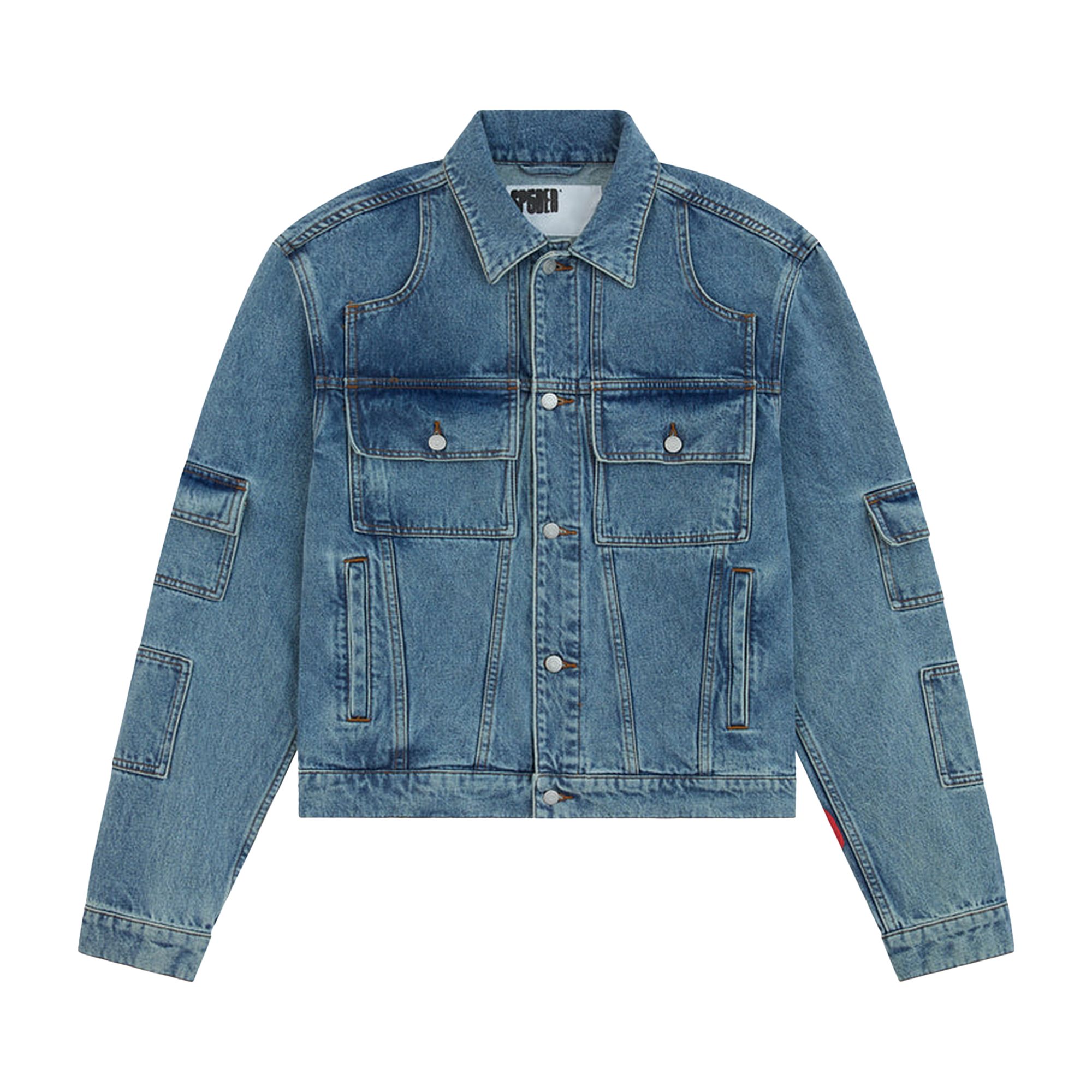 Pre-owned Sp5der Denim V3 Truck Jacket 'light Wash Denim' | Blue | Men's Size S