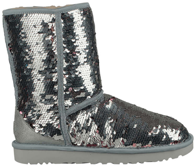 UGG Wmns Classic Short Boot Sequin   Silver