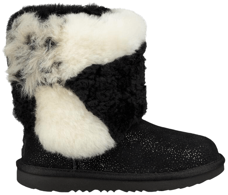 UGG Classic Short Patchwork Fluff Boot Kids Black