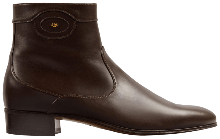 Gucci Ankle Boot Logo Embellished   Cocoa