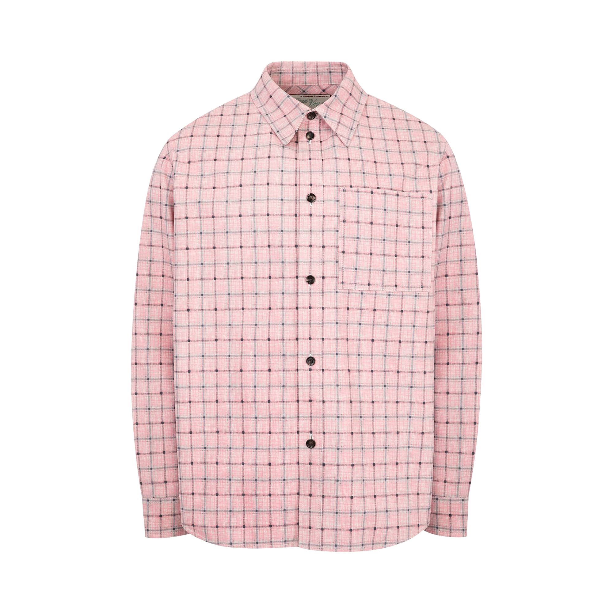 Pre-owned Bottega Veneta Pink Check Print Leather Shirt 'pale Pink/grey' | Men's Size 52
