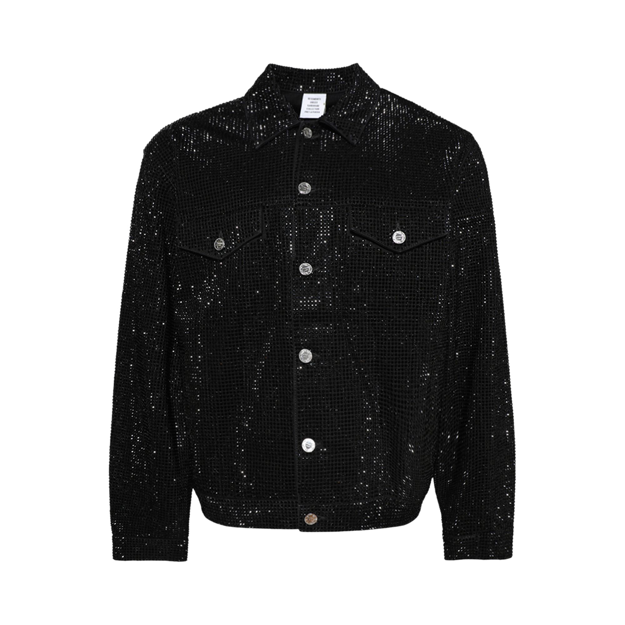 Pre-owned Vetements Iced-out Denim Jacket 'black/black' | Men's Size Xl